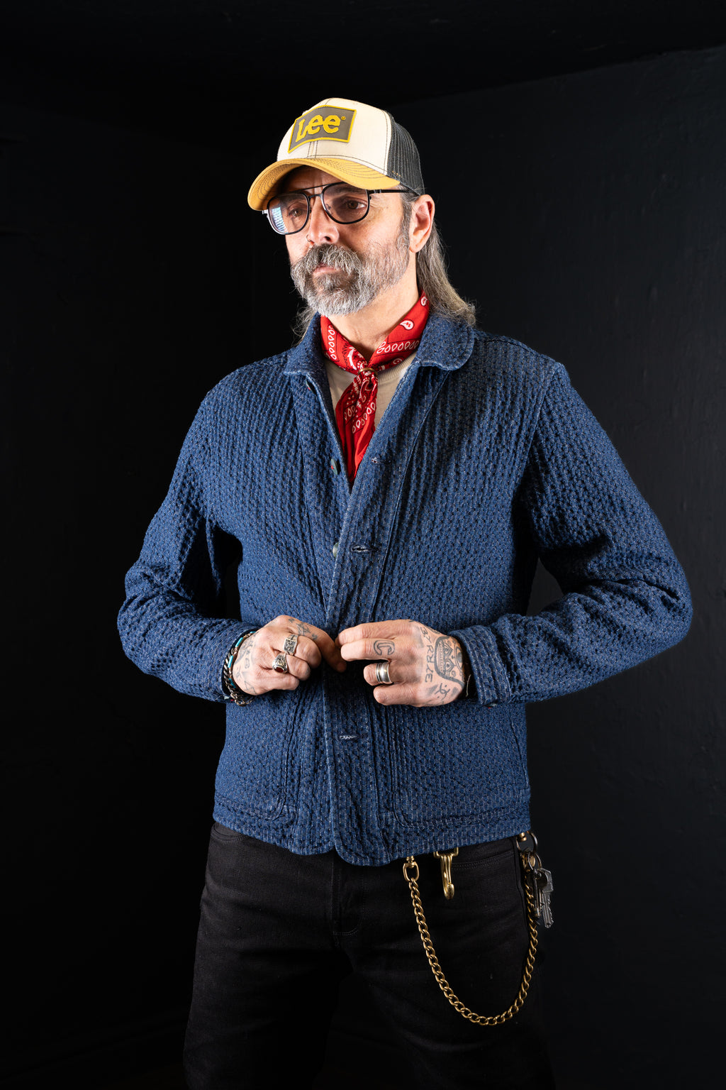 BZEN M.3049-MATTY INDIGO DOBBY WEAVE REGULAR FIT 2 POCKET BLAZER-E0 INDIGO