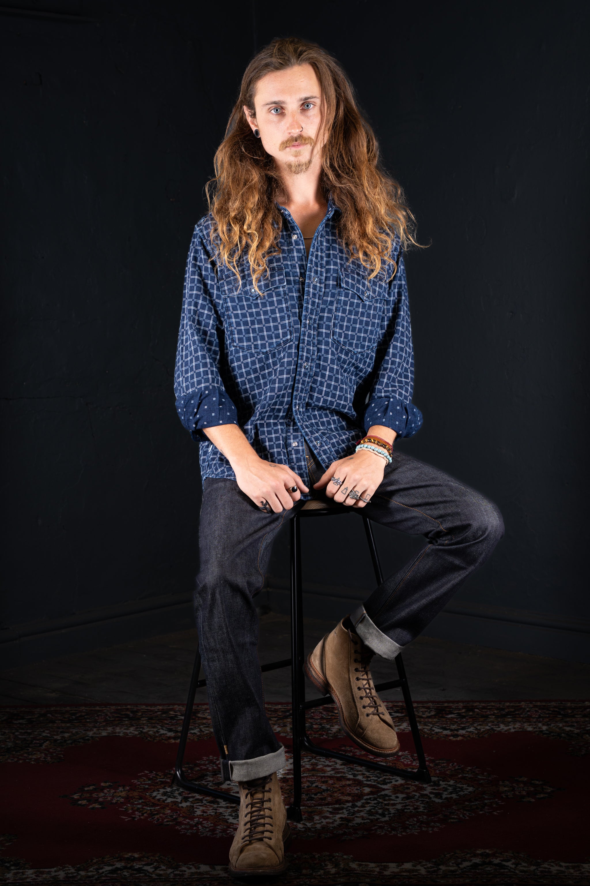 BZEN M.3239R- JESSE-R REGULAR FIT REVERSIBLE WESTERN SHIRT- E3 DUFFER CHECK