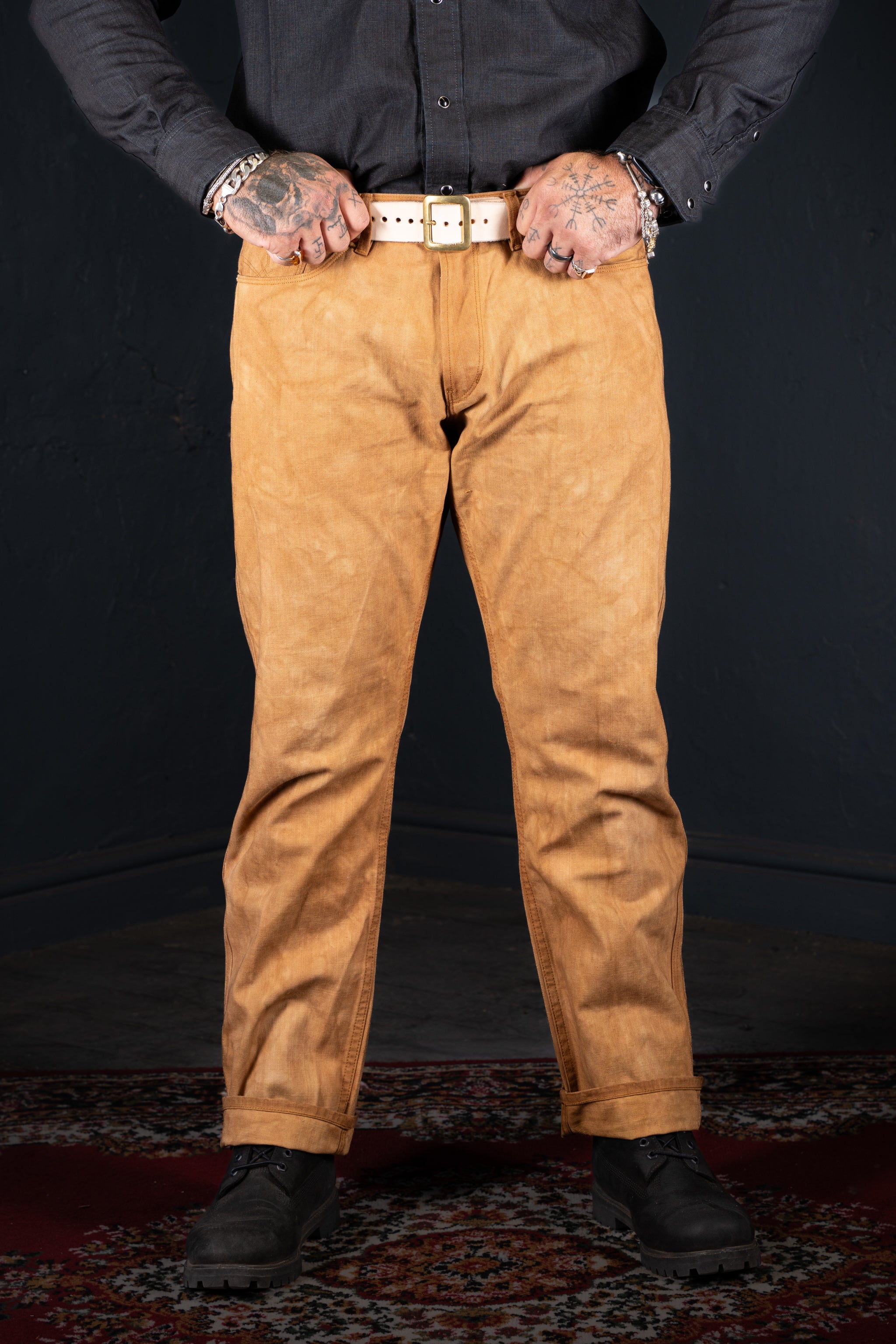 BZEN M.1098-EL PASO H17 REGULAR STRAIGHT 5 POCKET VEGGIE DYED-12oz-E0 PEANUT