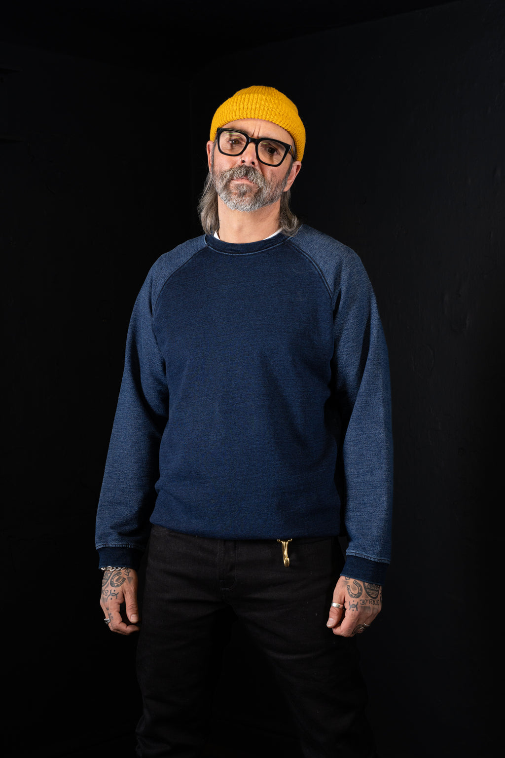 BZEN BLU BLU - M.3086 THE BARON REGULAR FIT TWO TONE INDIGO RAGLAN TOP-E0 DARK INDIGO