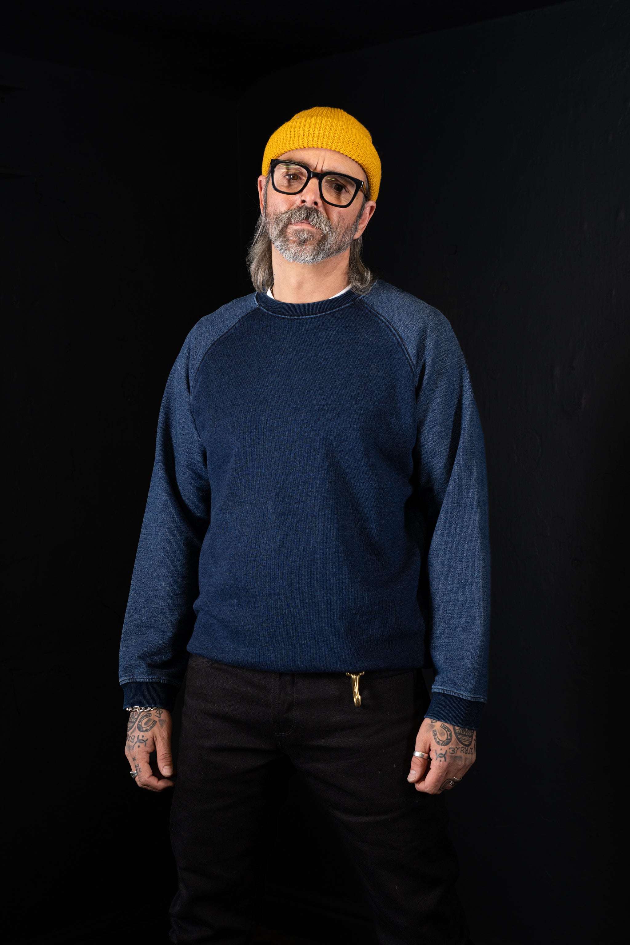 BZEN BLU BLU - M.3086 THE BARON REGULAR FIT TWO TONE INDIGO RAGLAN TOP-E0 DARK INDIGO