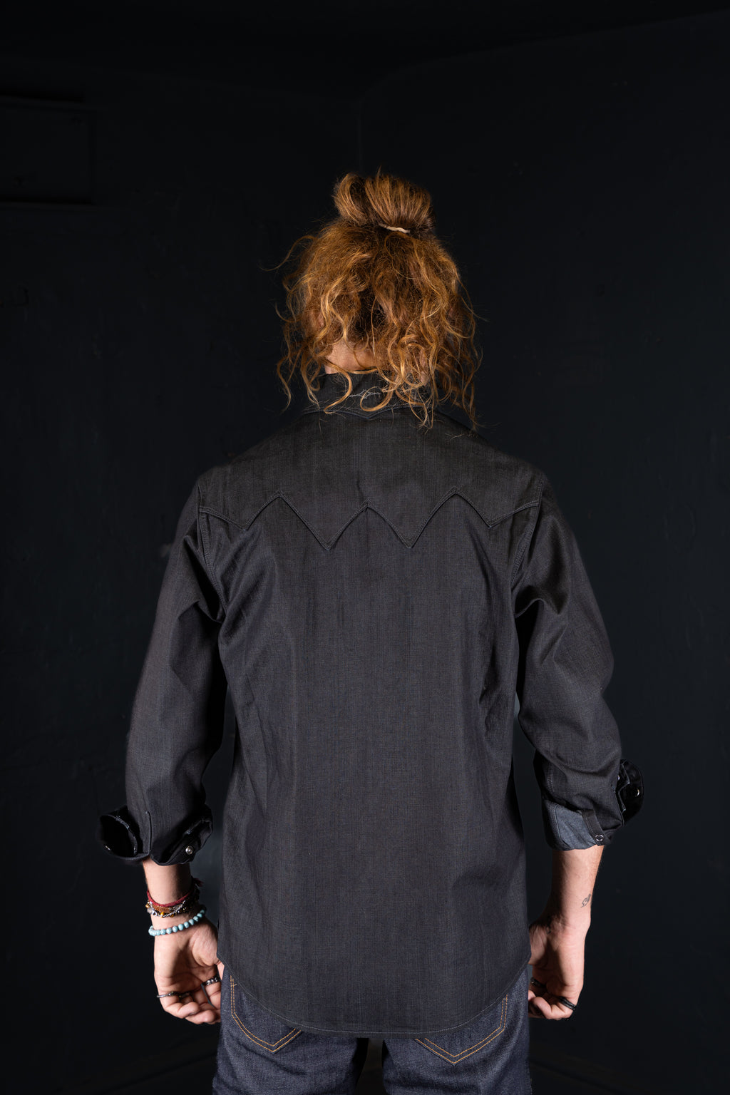 DDL 319R-DIABLO SWT-BC REGULAR FIT 2 POCKET WESTERN BLACK COATED DENIM SHIRT-8.25OZ-E1 BLACK