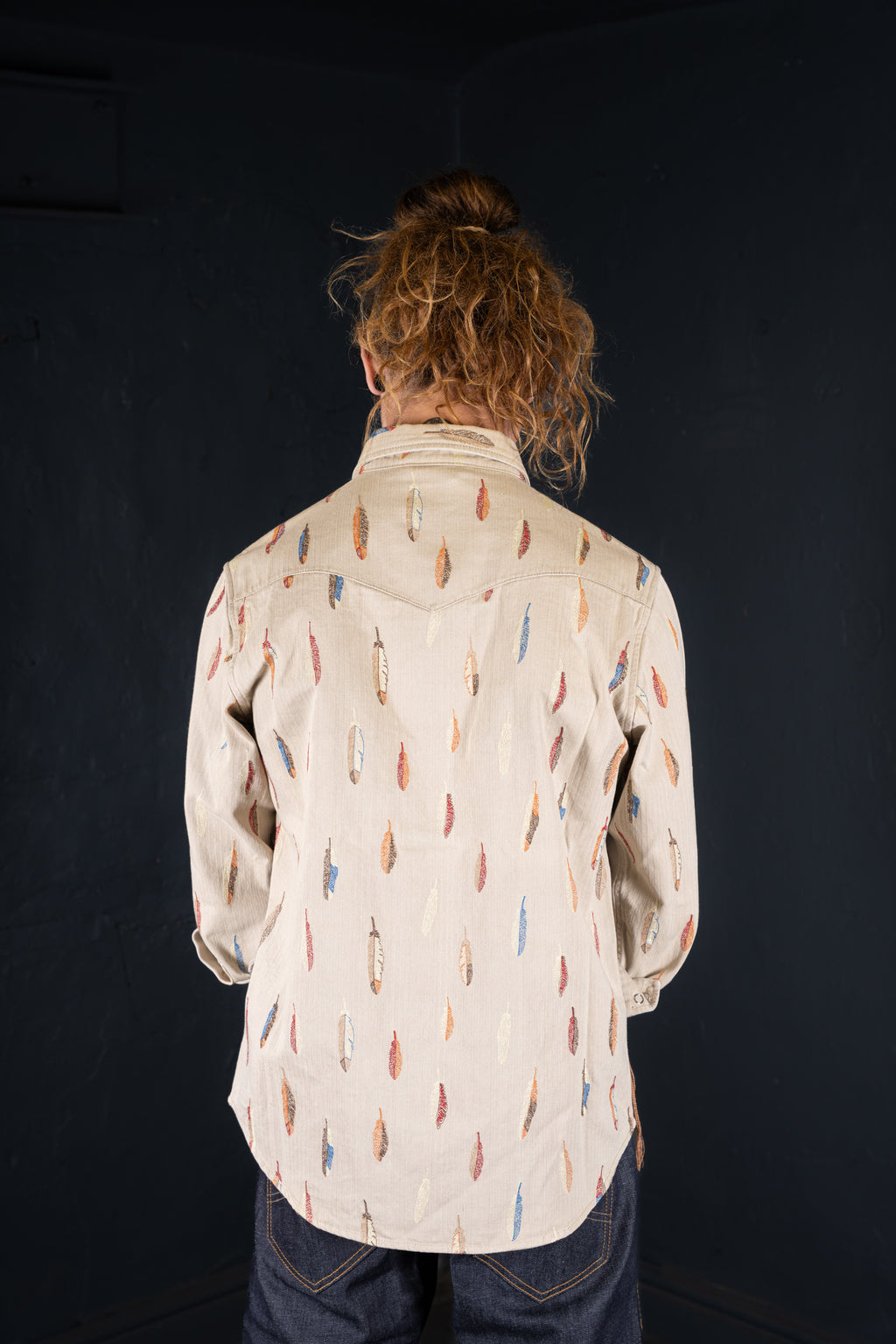 BZEN "THE FIRST AMERICANS" - M.3239-JESSE-FEATHERS REGULAR FIT WESTERN SHIRT- TAN