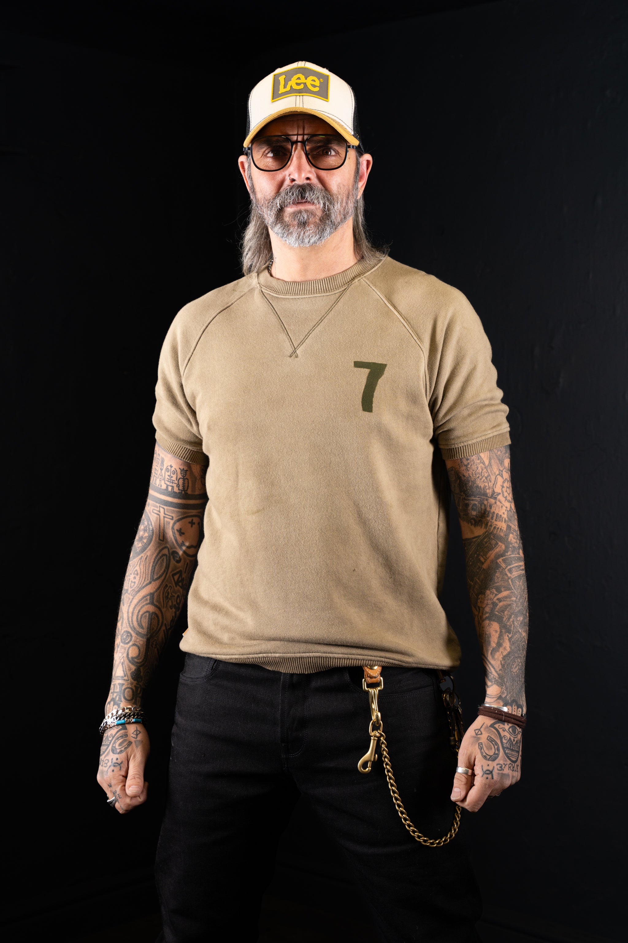 BZEN M.3067-VISCOUNT-BEST REGULAR FIT RAGLAN BIG-V INSERT FRENCH TERRY TEE-265GSM-E0 MOSS GREEN