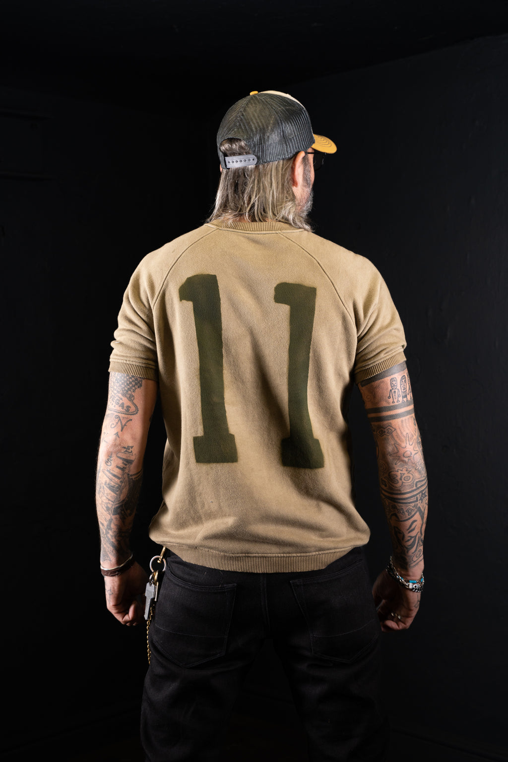 BZEN M.3067-VISCOUNT-BEST REGULAR FIT RAGLAN BIG-V INSERT FRENCH TERRY TEE-265GSM-E0 MOSS GREEN