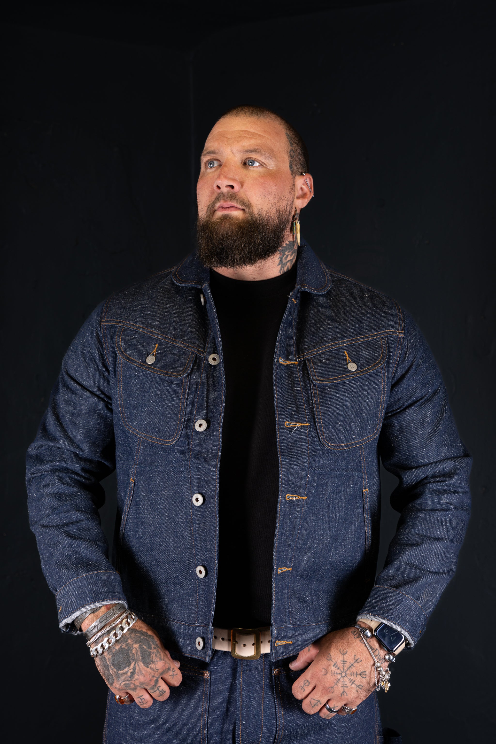 BZEN M.3139RR GARCIA-REHASH REGULAR FIT 4 POCKET RECYCLED COTTON JACKET-12.5OZ-RAW ROYAL BLUE