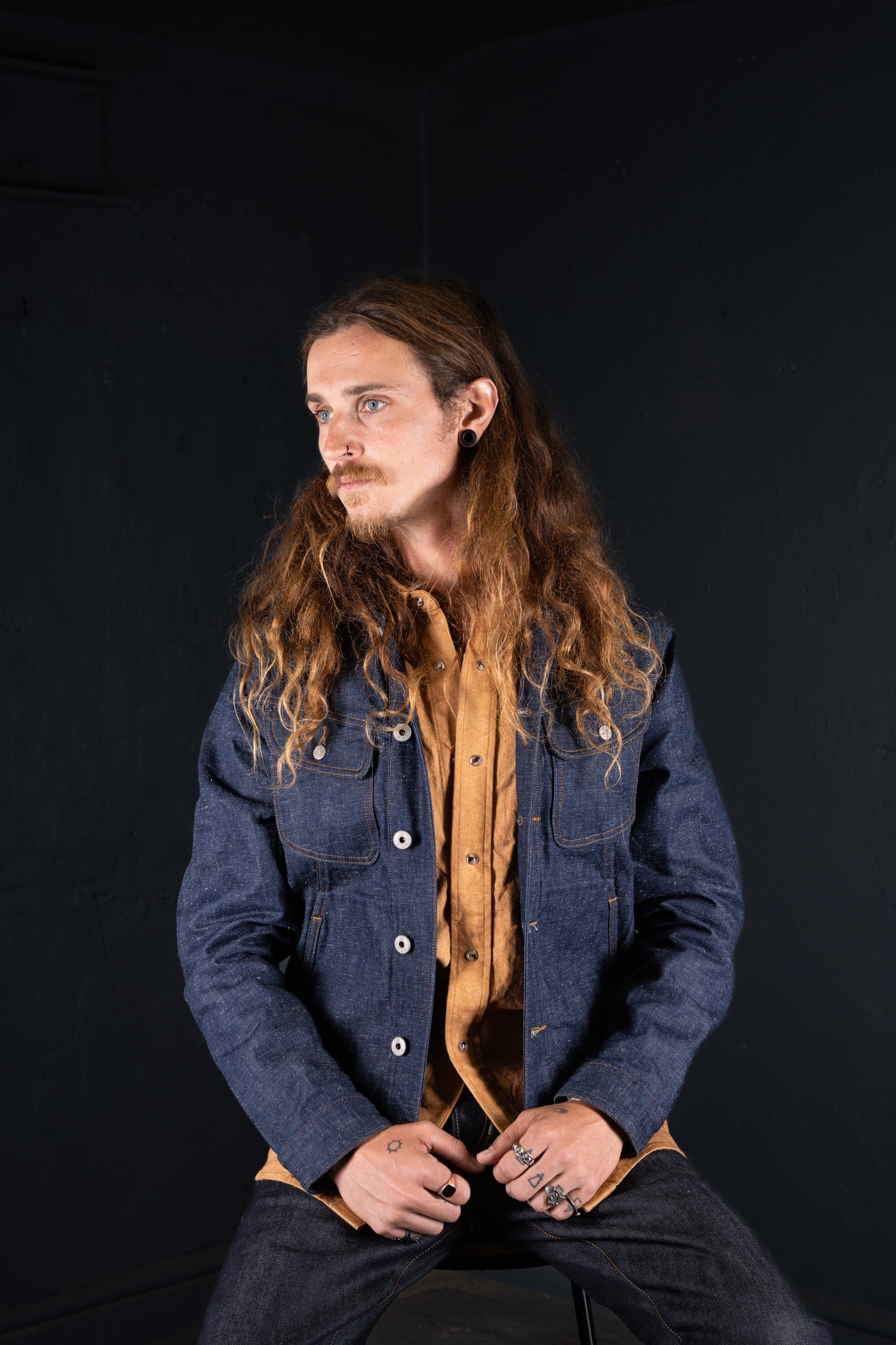 BZEN M.3139RR GARCIA-REHASH REGULAR FIT 4 POCKET RECYCLED COTTON JACKET-12.5OZ-RAW ROYAL BLUE