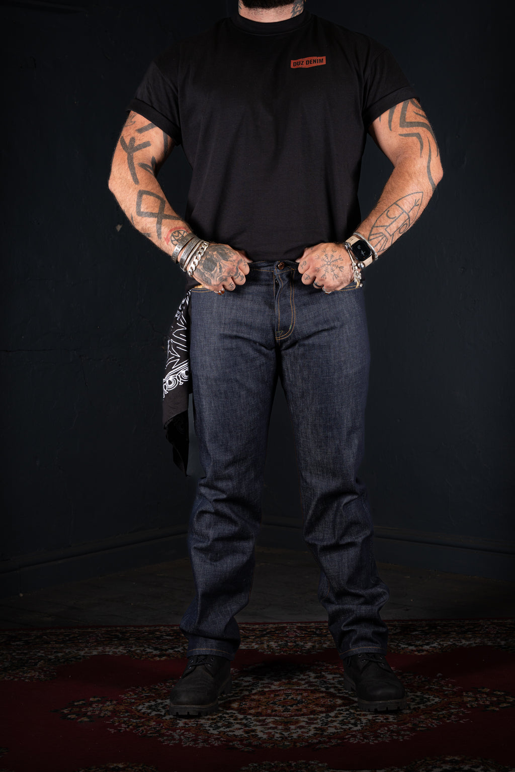 DUZ DENIM OVERSIZED TEE-HEAVY JERSEY-350gsm-BLACK