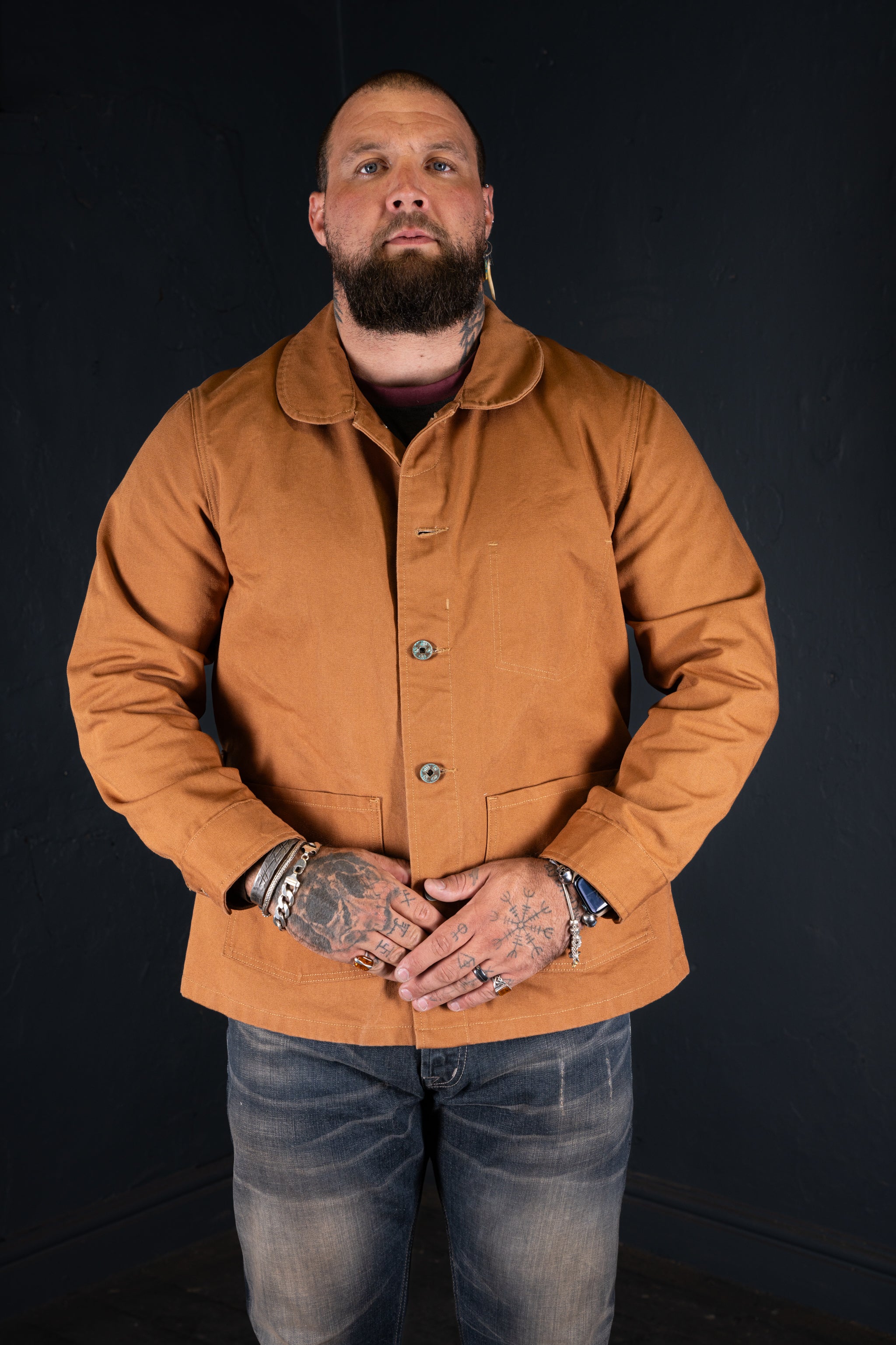 BZEN M.3438R TY-CR REGULAR FIT VINTAGE INSPIRED CANVAS CHORE JACKET-12.5OZ-E0 RUST