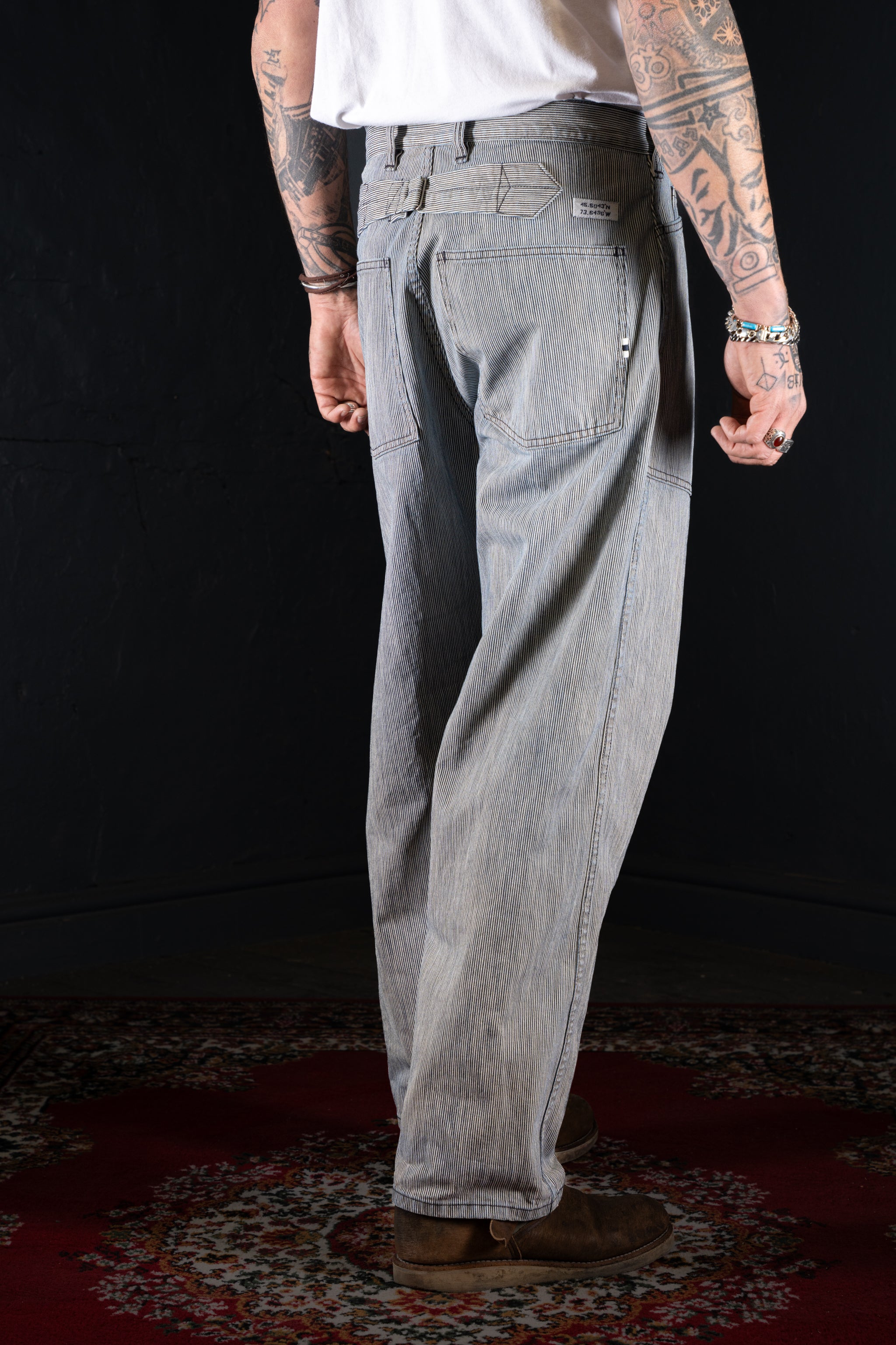 BZEN AHOY - M.1198 L30-MIDDLEMAST RELAX TAPERED NAVAL INSPIRED PANT-11.5oz-E1 TE INDIGO STRIPE