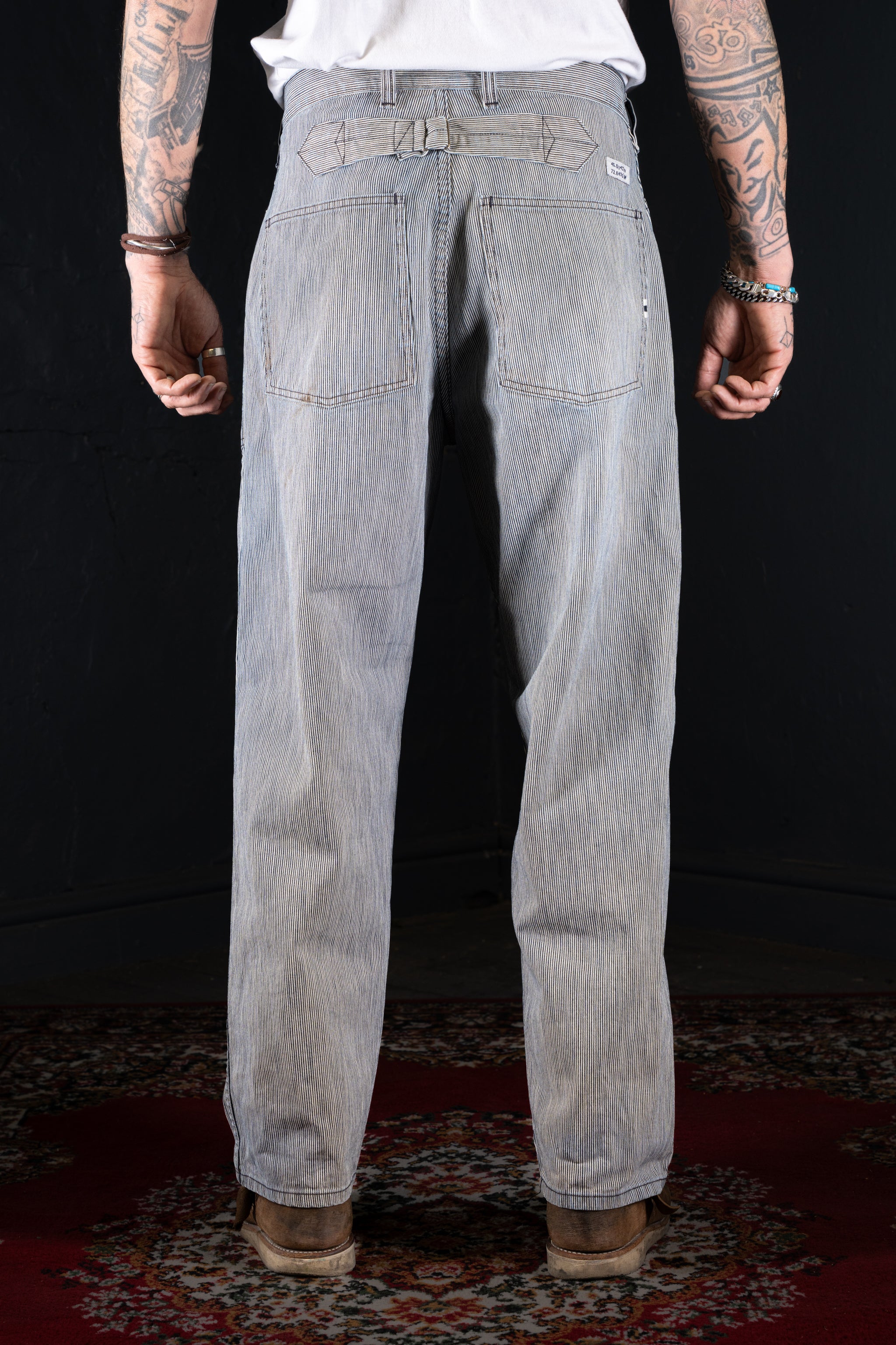 BZEN AHOY - M.1198 L30-MIDDLEMAST RELAX TAPERED NAVAL INSPIRED PANT-11.5oz-E1 TE INDIGO STRIPE