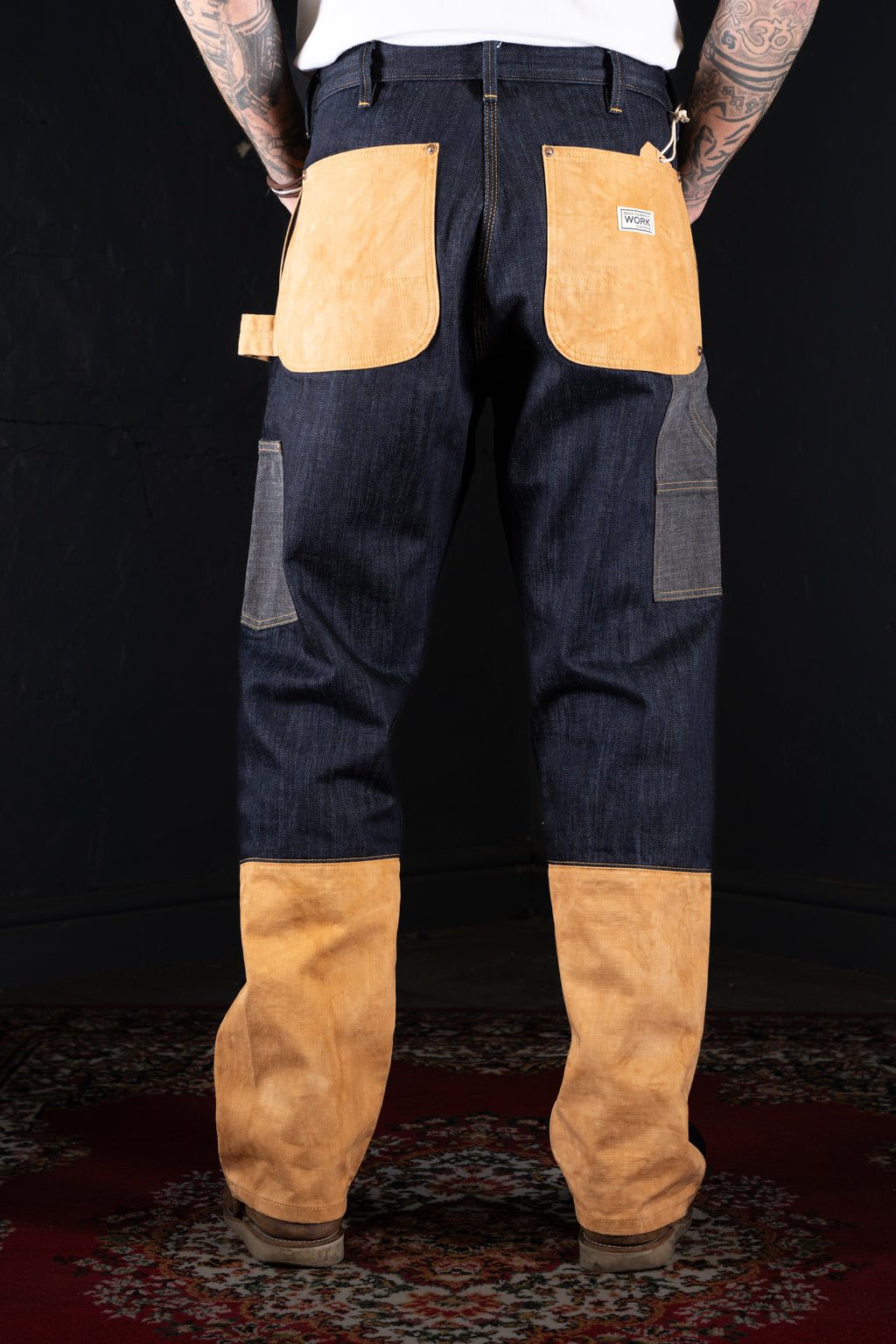 BZEN M.1279 JETHRO-CBC DOUBLE PANEL FRONT 6 POCKET COLOR BLOCK DENIM PAINTER JEAN-14oz-HRH INDIGO