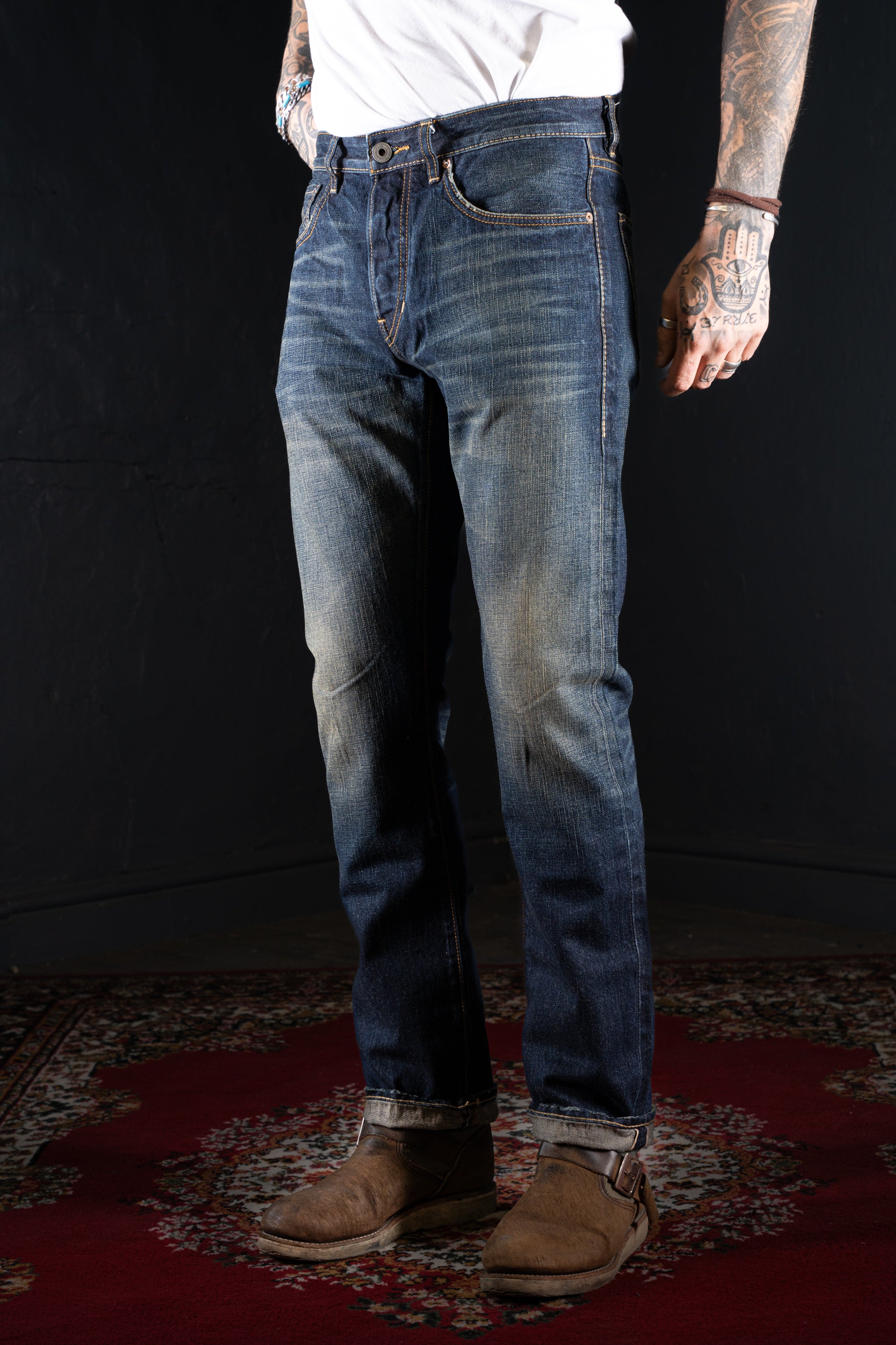 BZEN M.1258-BILLY SLIM STRAIGHT- 13.5oz- SELVEDGE- BLACK SEA