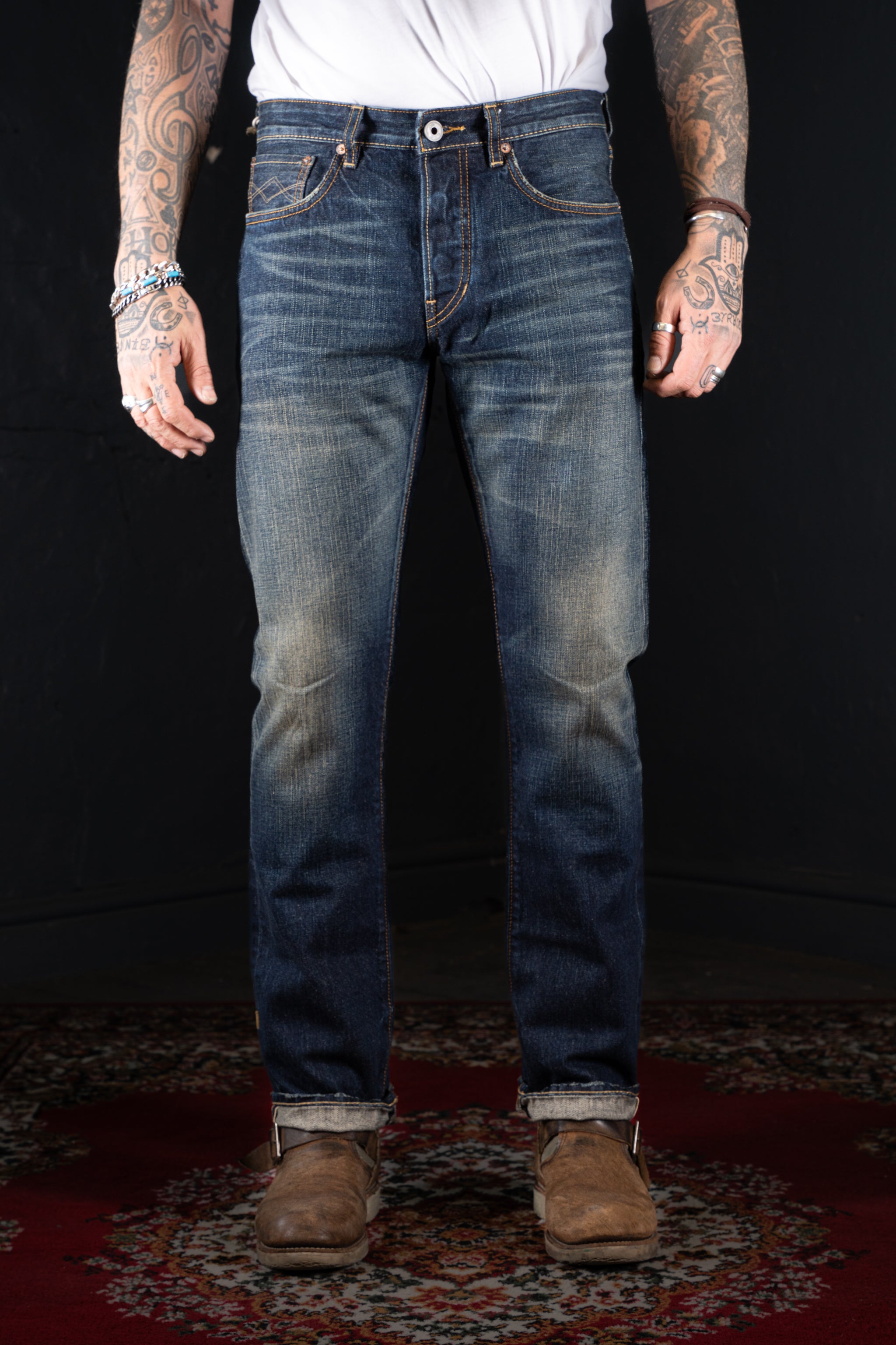 BZEN M.1258-BILLY SLIM STRAIGHT- 13.5oz- SELVEDGE- BLACK SEA