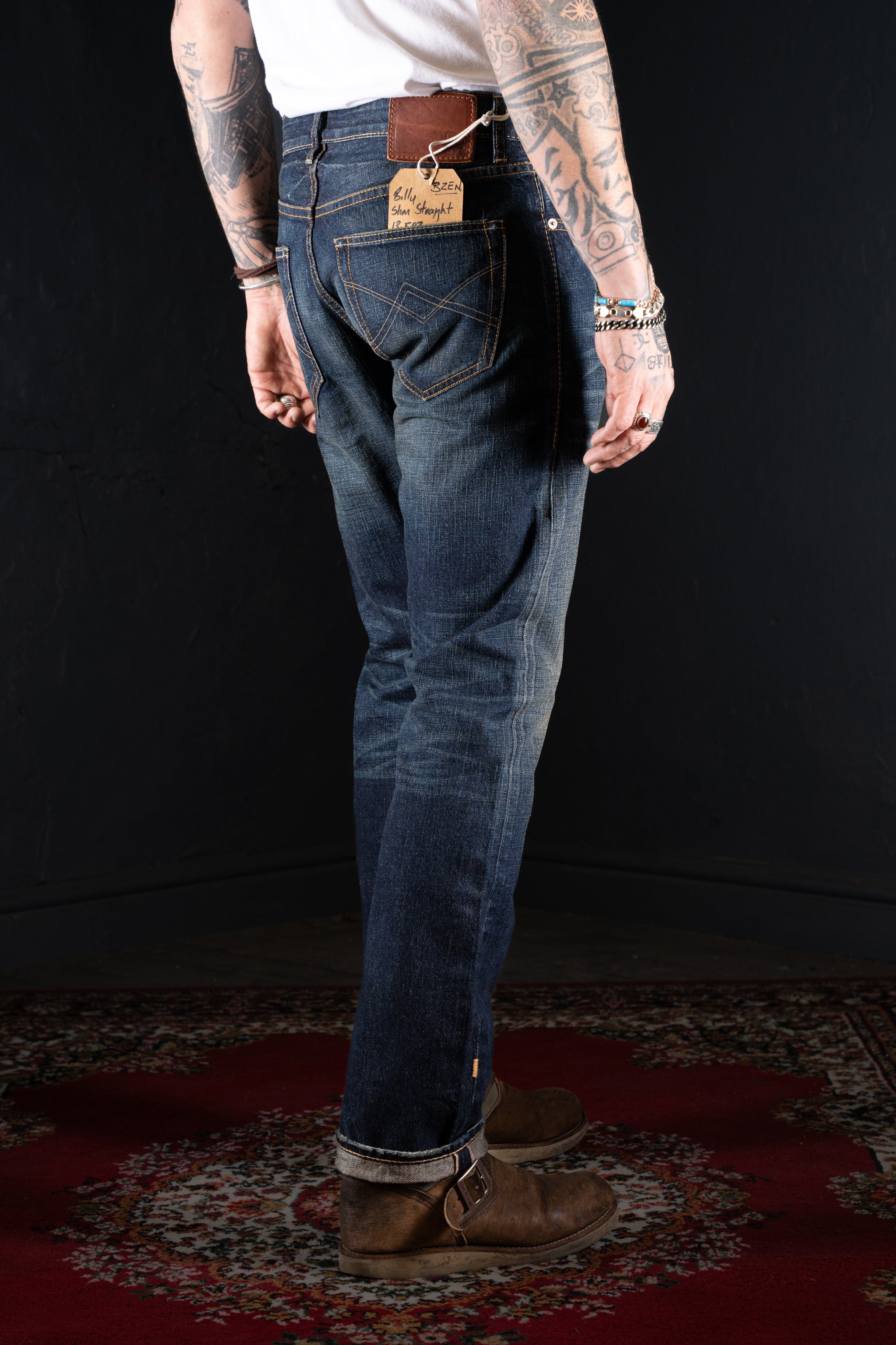BZEN M.1258-BILLY SLIM STRAIGHT- 13.5oz- SELVEDGE- BLACK SEA