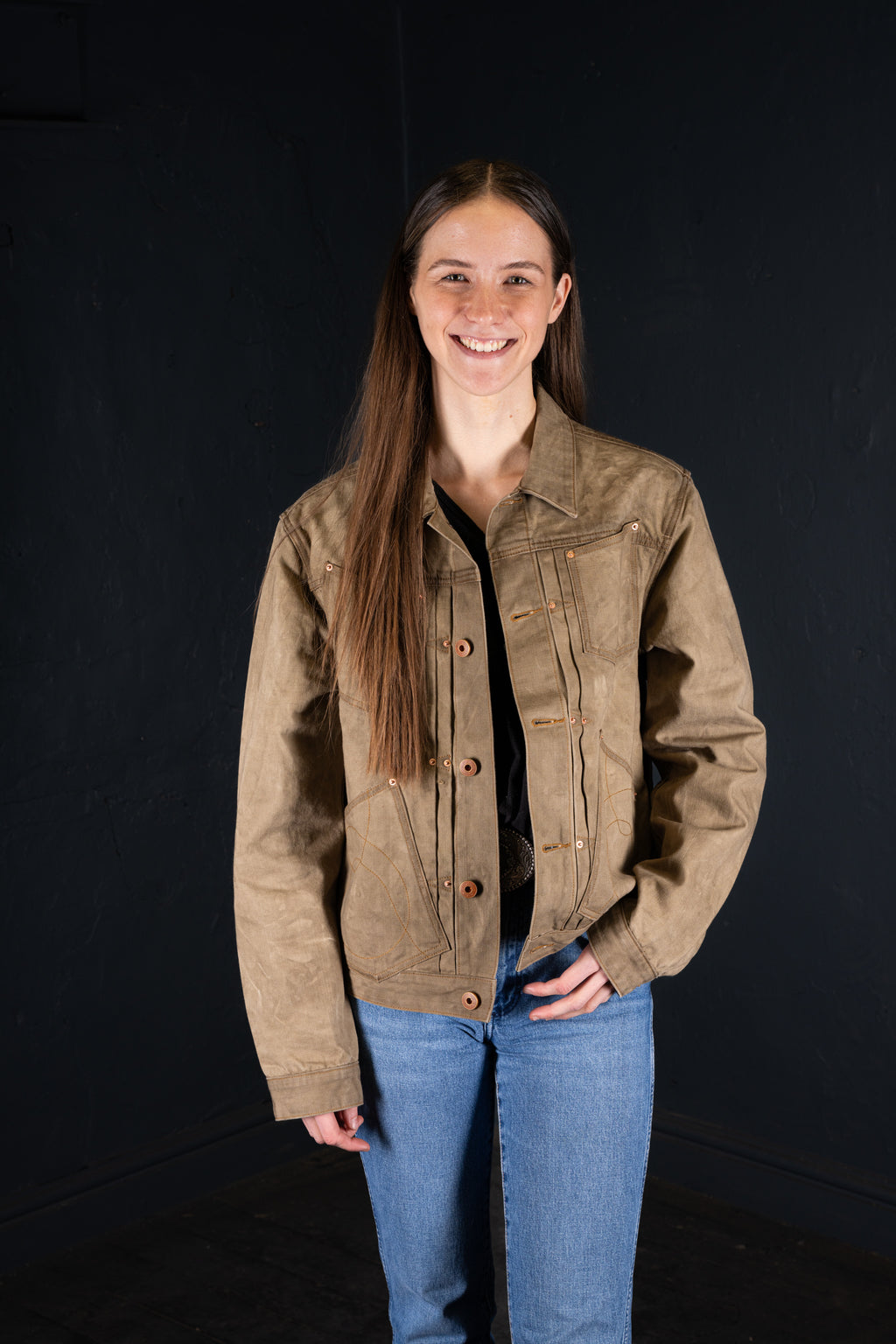 BZEN M.3131-PABLO REGULAR FIT 4 POCKET PLEATED JACKET-12oz-CANVAS-E0 MOSS GREEN