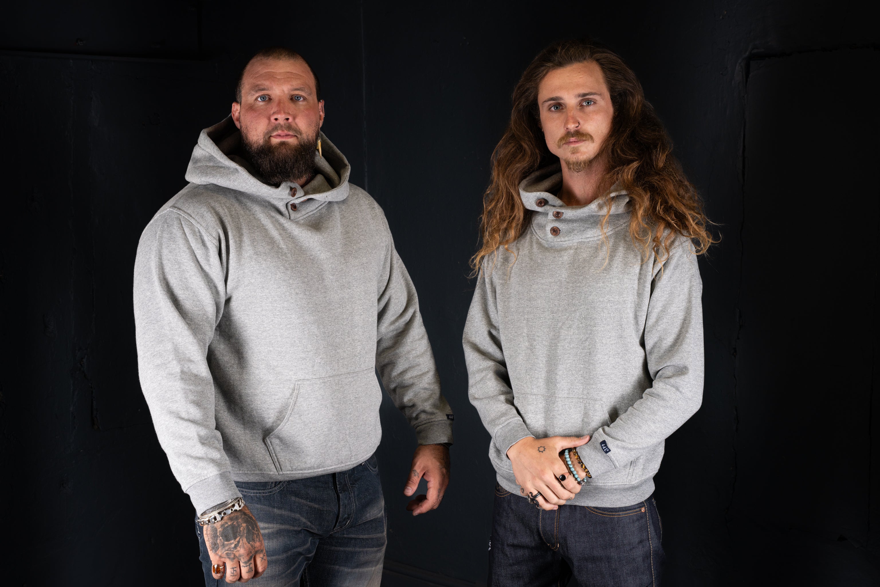 DDL 306-THE HOD3 LONG SLEEVE 3 BUTTON KANGAROO FLEECE HOODIE