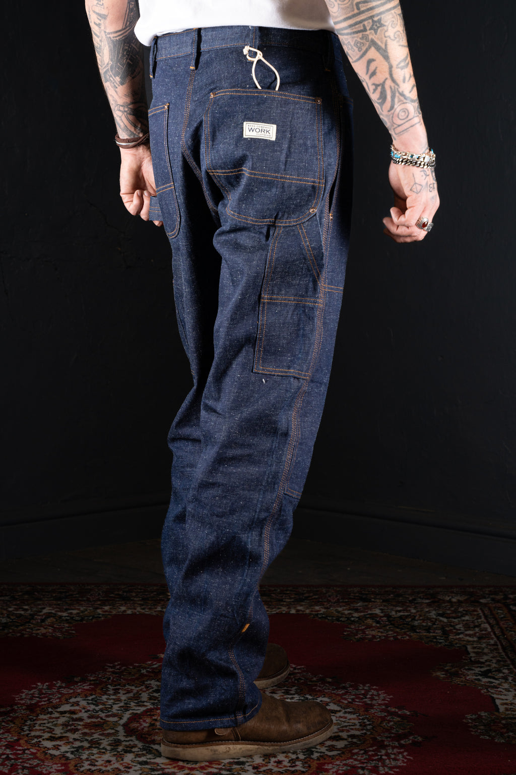 BZEN M.1279 JETHRO-ReHASH DOUBLE PANEL FRONT 6 POCKET RECYCLED COTTON DENIM PAINTER JEAN-12.5oz-HRH INDIGO