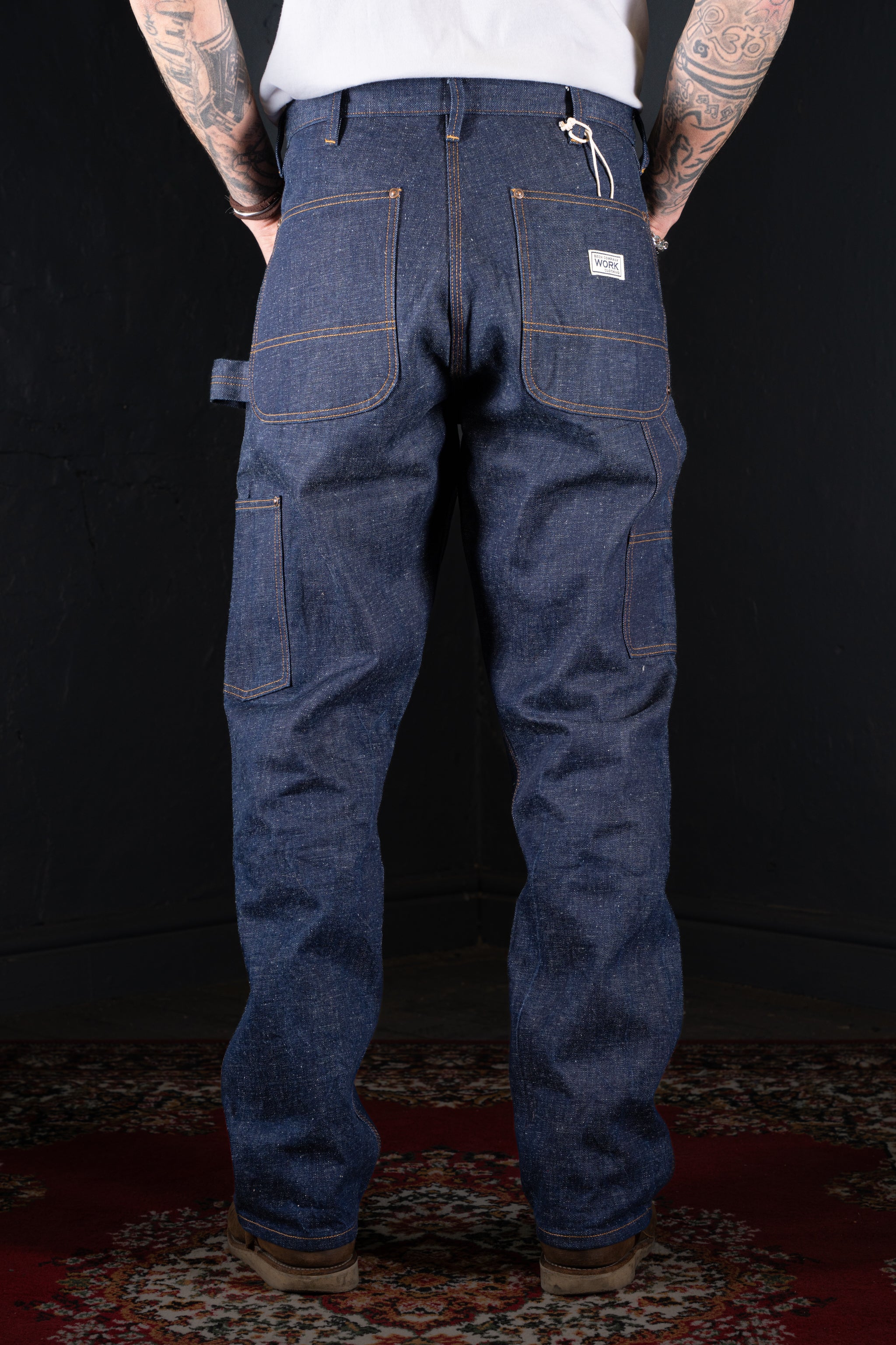 BZEN M.1279 JETHRO-ReHASH DOUBLE PANEL FRONT 6 POCKET RECYCLED COTTON DENIM PAINTER JEAN-12.5oz-HRH INDIGO