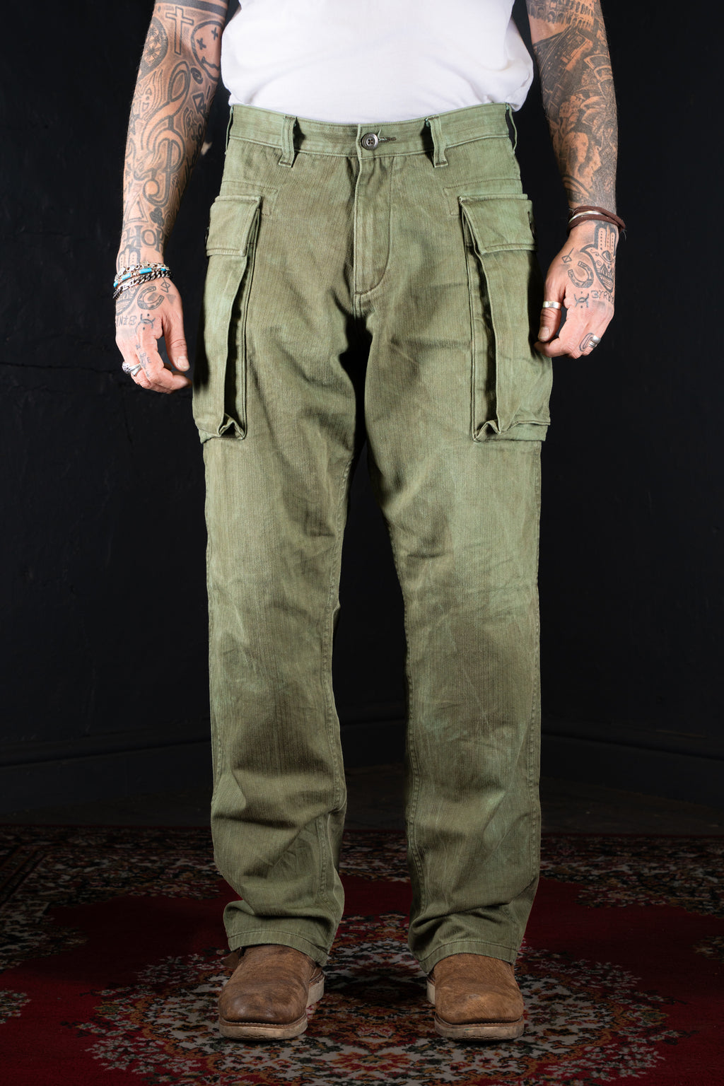 BZEN M.1119R L32 RANGER-HBT4 REGULAR FIT USMC INSPIRED 4 POCKET HBT VEGGIE DYED PANT-7OZ-E0 MOSS GREEN