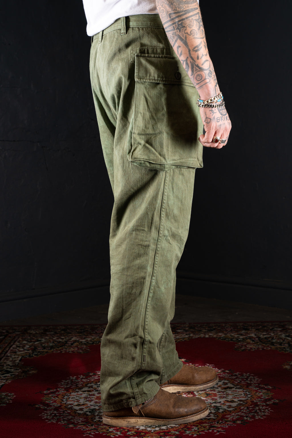 BZEN M.1119R L32 RANGER-HBT4 REGULAR FIT USMC INSPIRED 4 POCKET HBT VEGGIE DYED PANT-7OZ-E0 MOSS GREEN