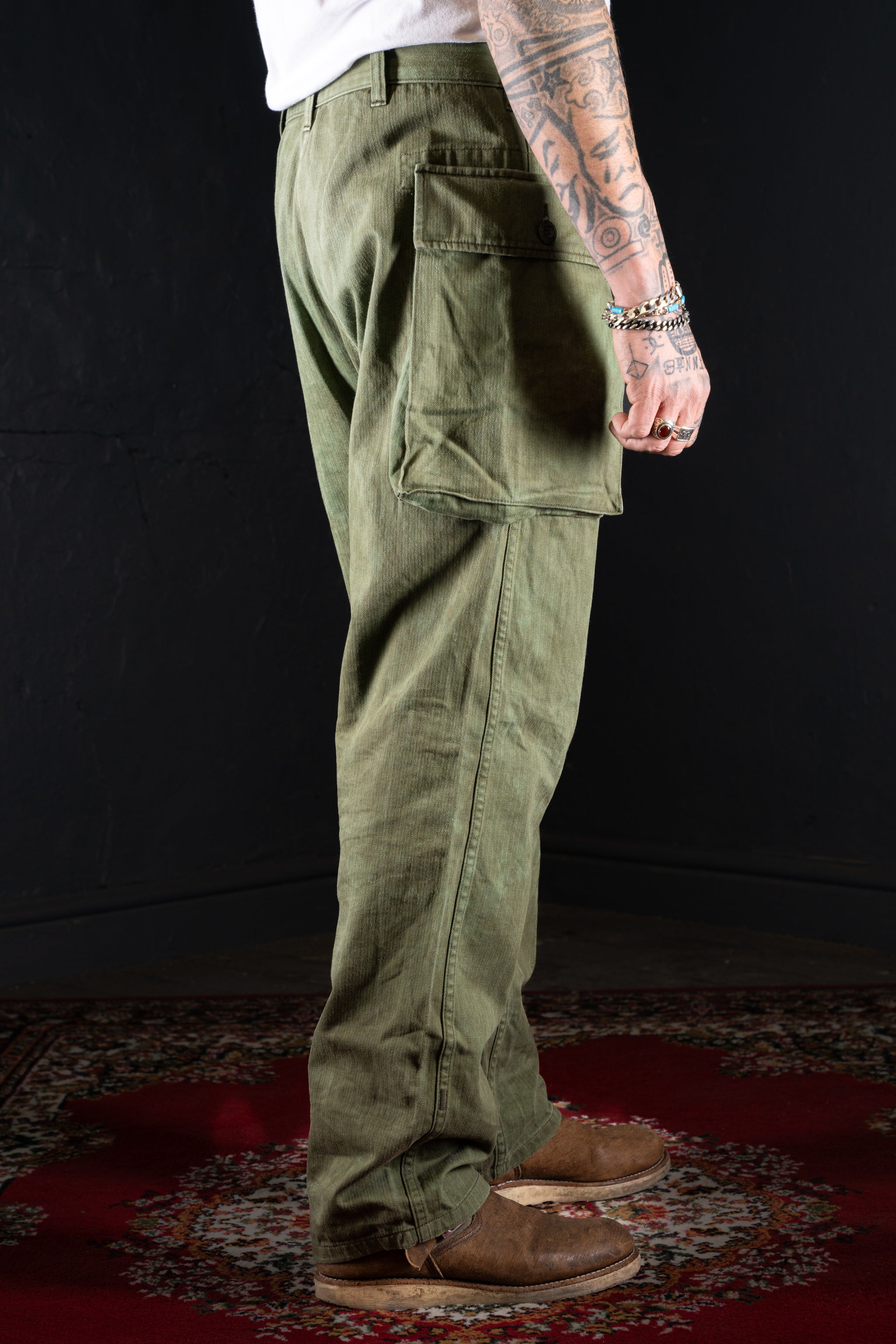 BZEN M.1119R L32 RANGER-HBT4 REGULAR FIT USMC INSPIRED 4 POCKET HBT VEGGIE DYED PANT-7OZ-E0 MOSS GREEN