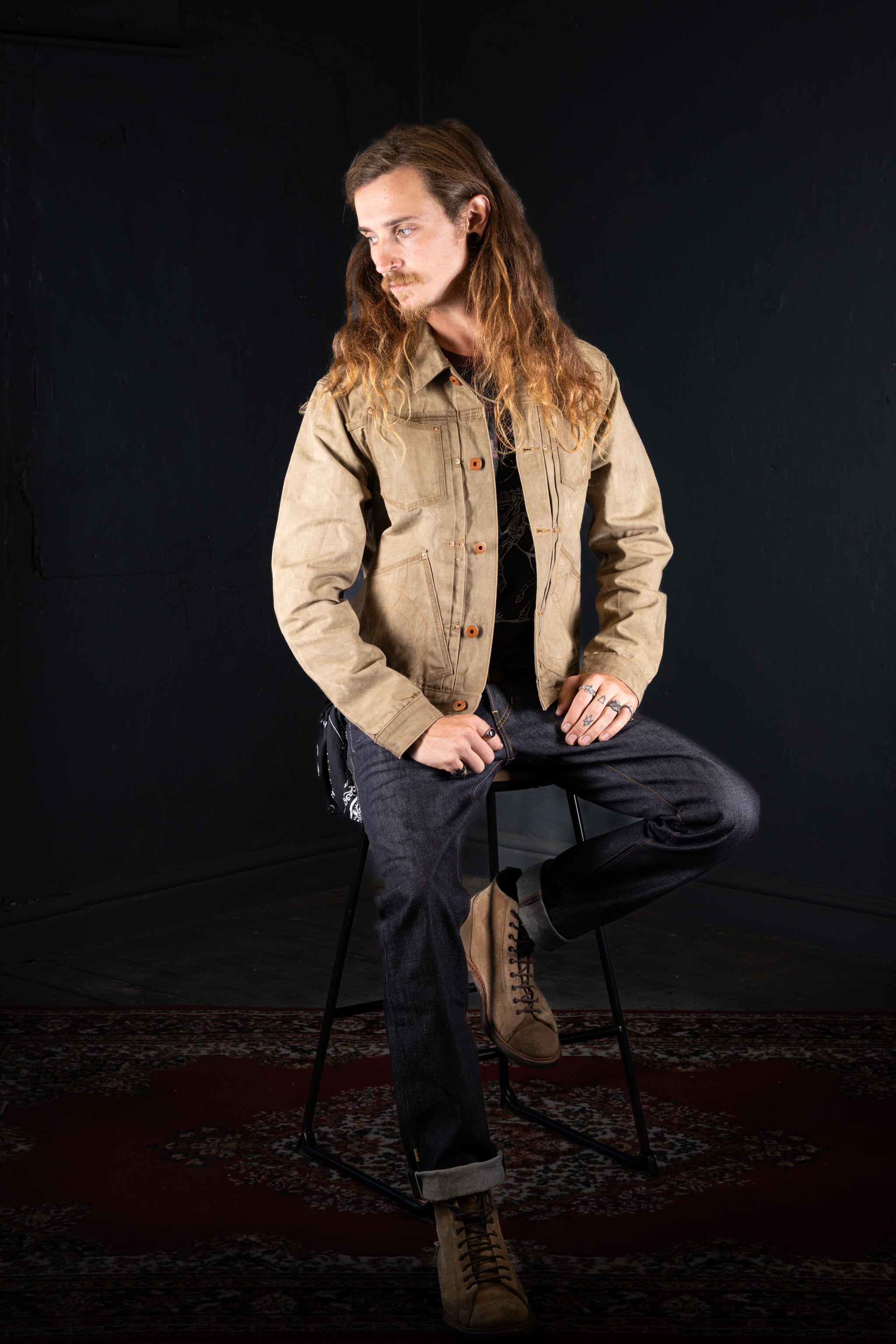 BZEN M.3131-PABLO REGULAR FIT 4 POCKET PLEATED JACKET-12oz-CANVAS-E0 MOSS GREEN