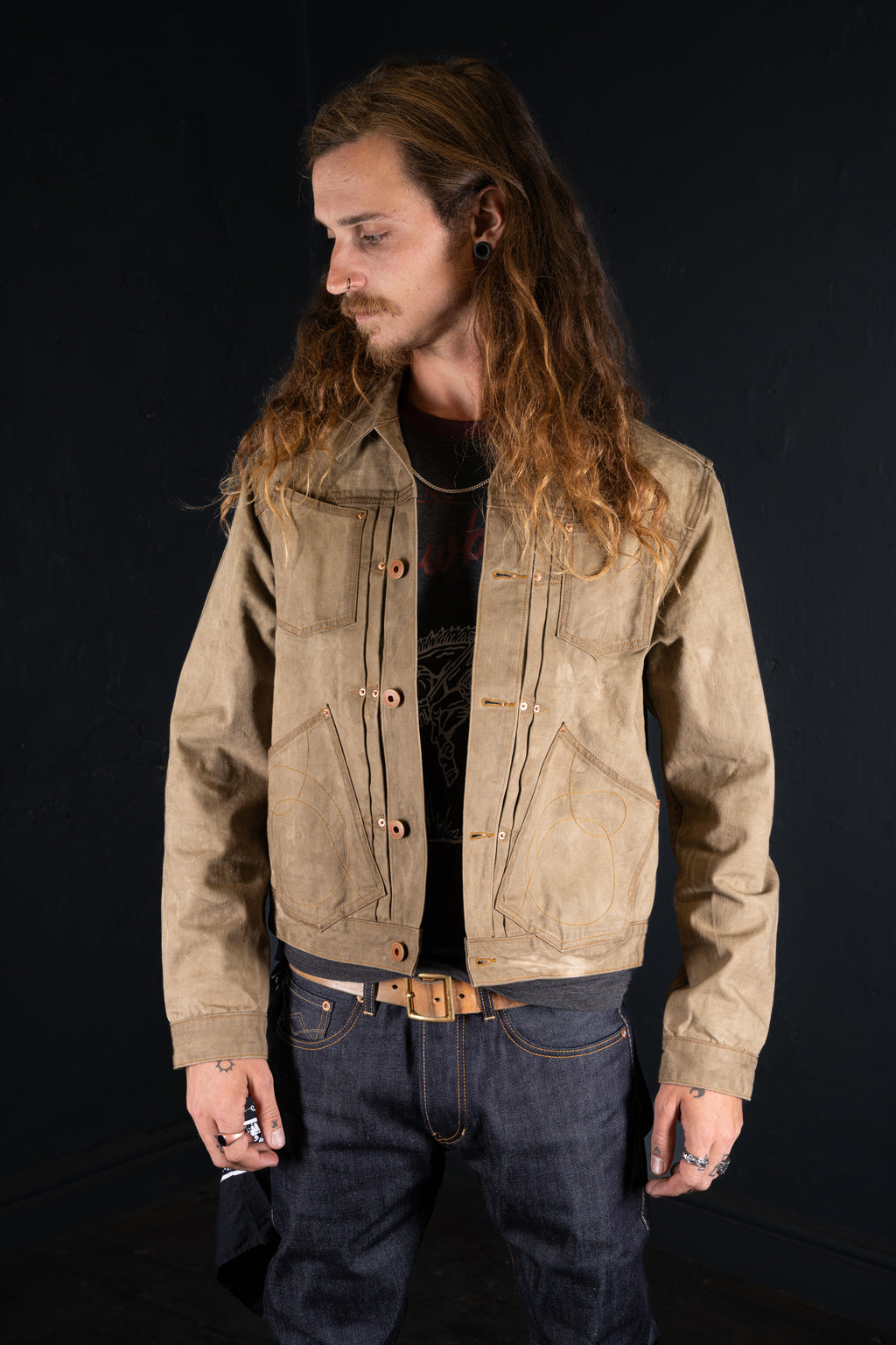 BZEN M.3131-PABLO REGULAR FIT 4 POCKET PLEATED JACKET-12oz-CANVAS-E0 MOSS GREEN