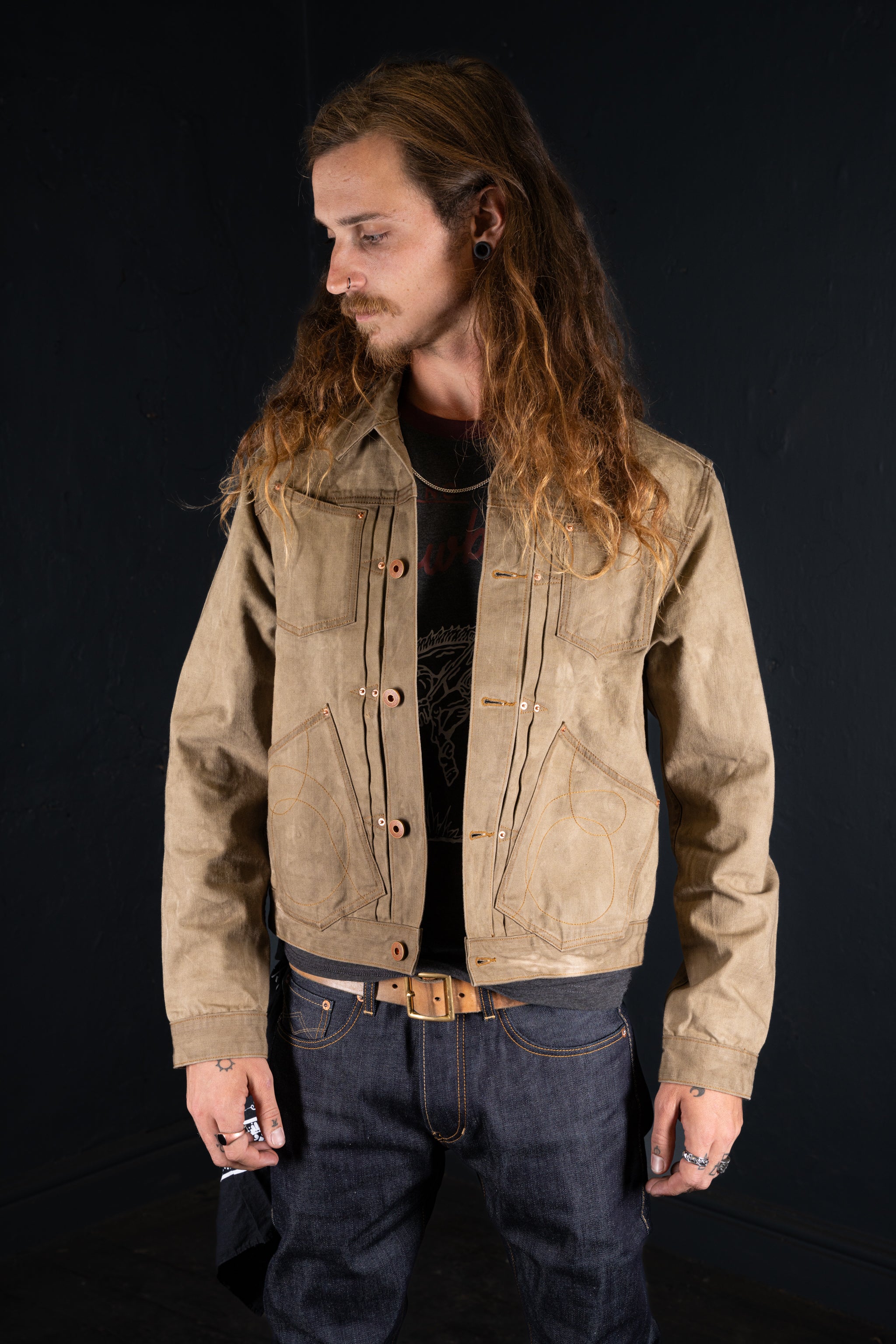 BZEN M.3131-PABLO REGULAR FIT 4 POCKET PLEATED JACKET-12oz-CANVAS-E0 MOSS GREEN