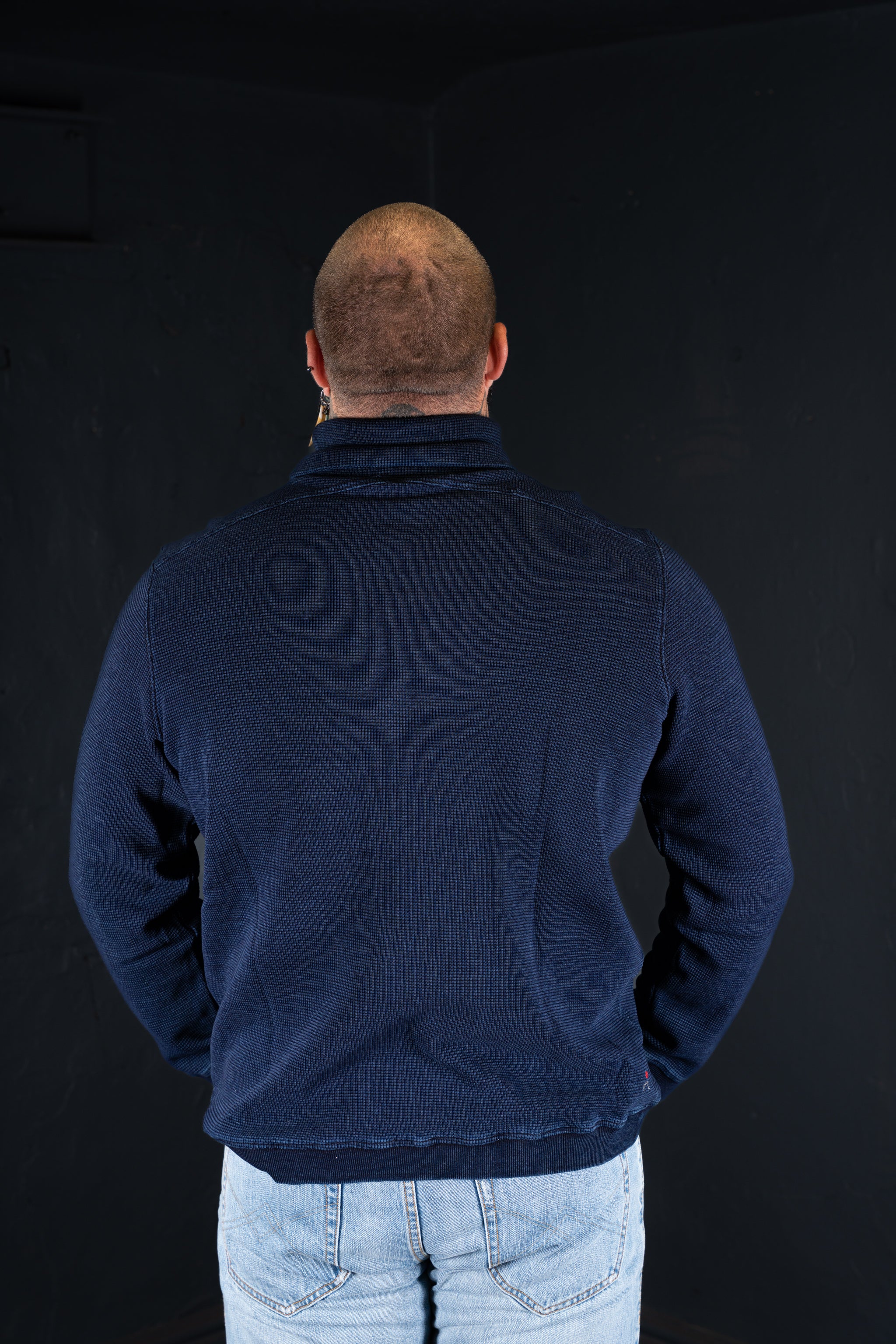 BZEN BLU BLU - M.3213 ENKAI REGULAR FIT INDIGO WAFFLE KNIT TURTLE NECK-250GSM- E1 MIDNIGHT BLUE