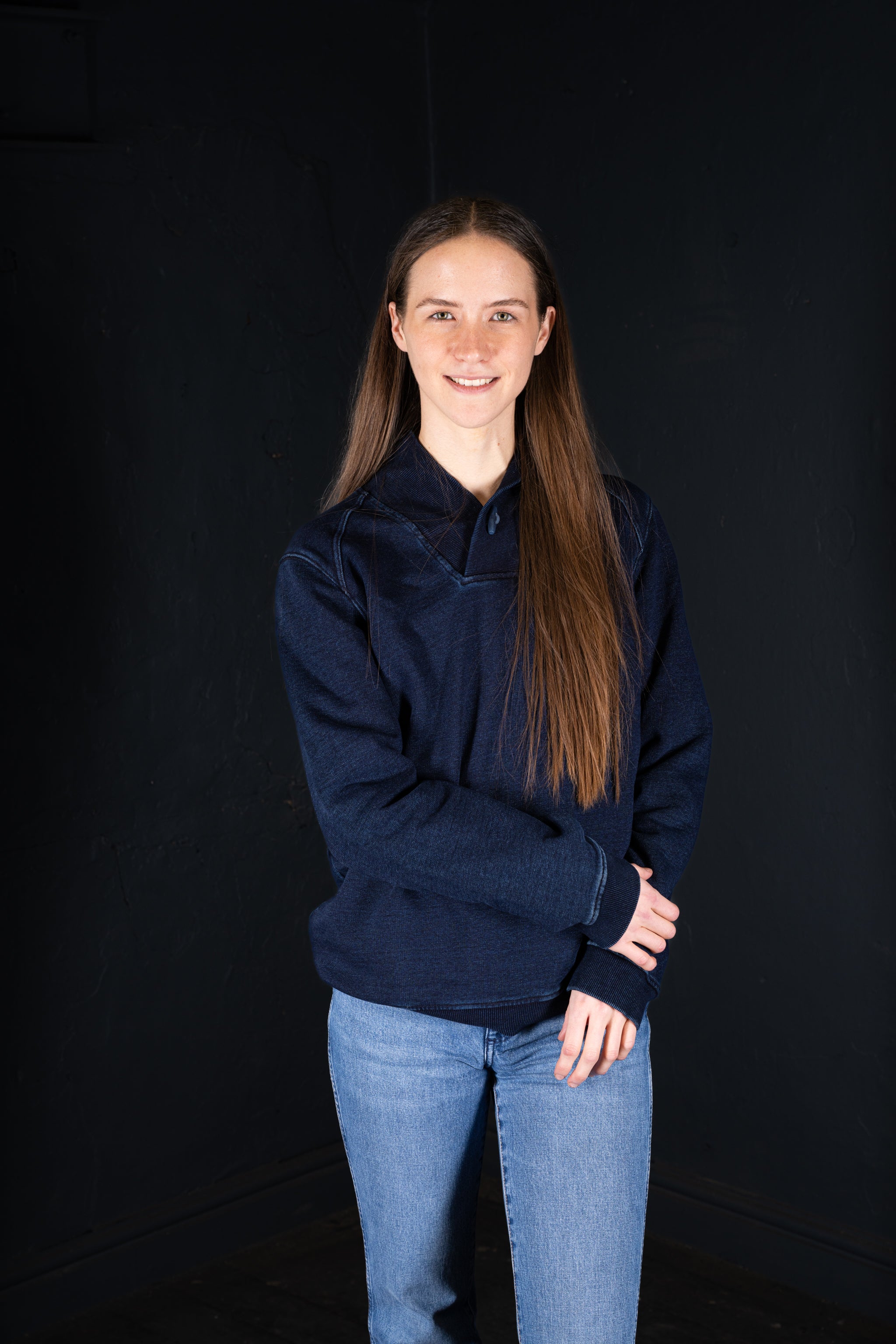 BZEN BLU BLU - M.3023 MARINER REGULAR FIT SHAWL COLLAR KNIT TOP-E1 DARK INDIGO