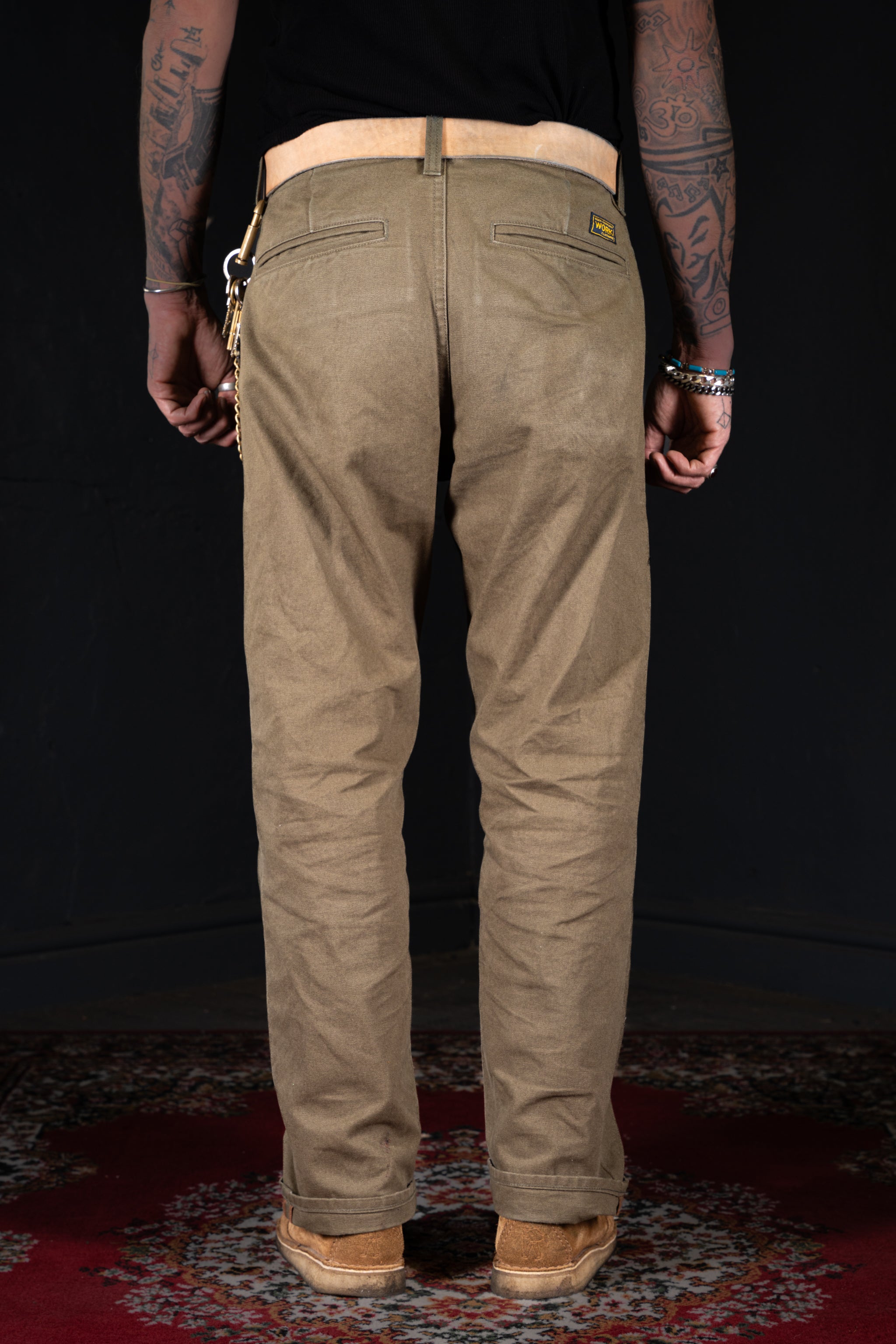 BZEN M.1136 RORY-CAG RELAX FIT FLAT FRONT 4 POCKET CANVAS PANT-12OZ-ARMY GREEN