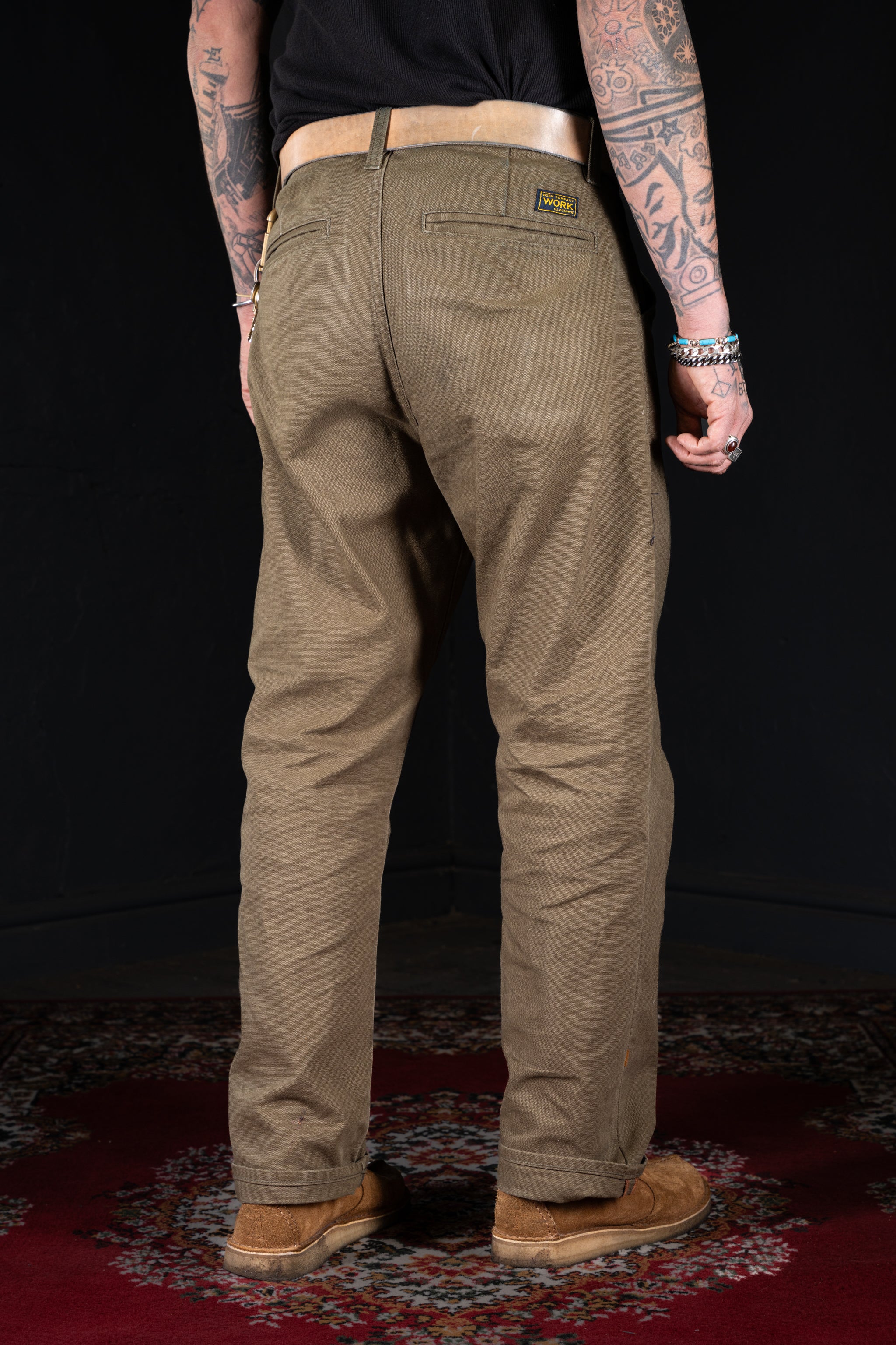 BZEN M.1136 RORY-CAG RELAX FIT FLAT FRONT 4 POCKET CANVAS PANT-12OZ-ARMY GREEN