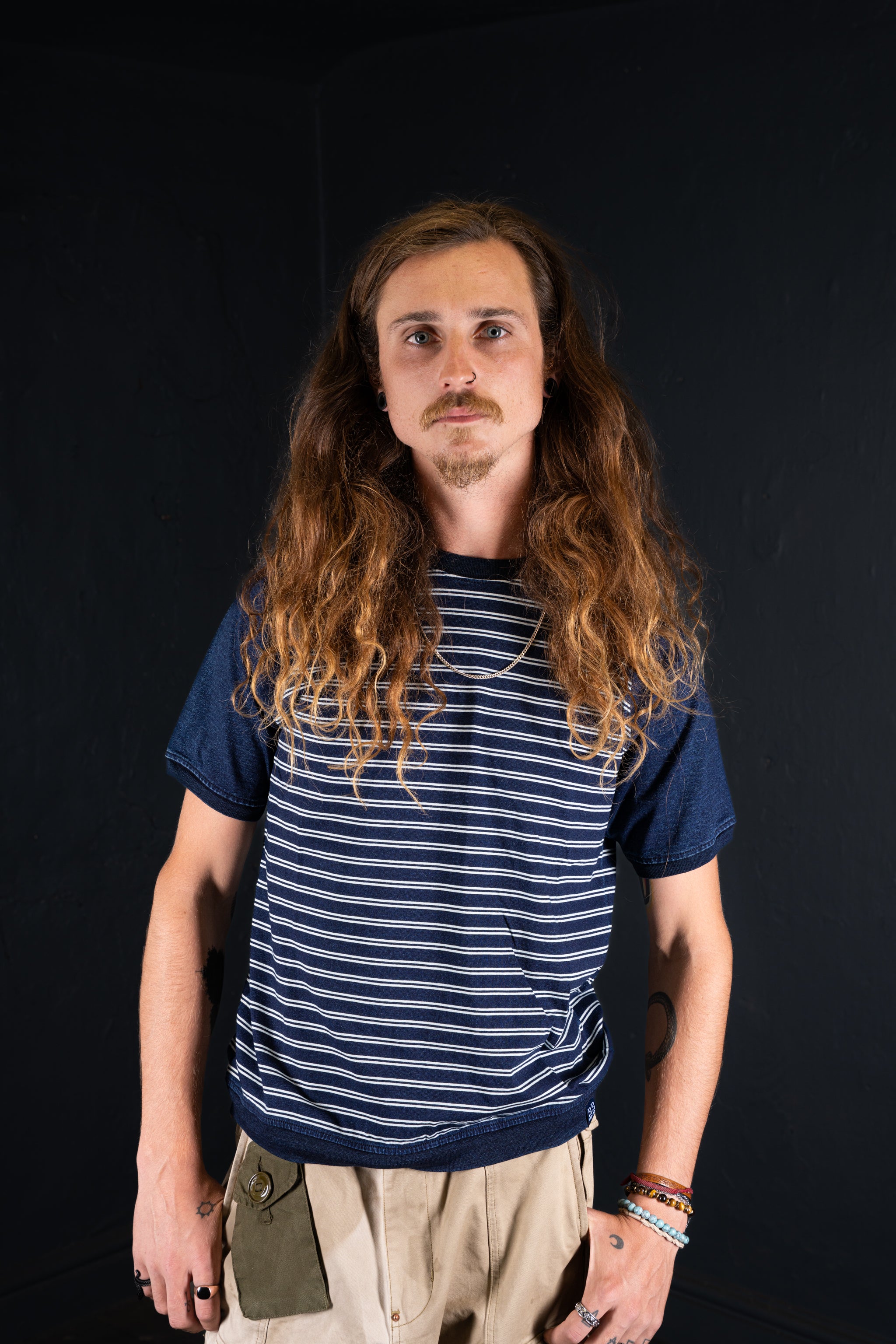 BZEN M.3067-THE LORD REGULAR FIT INDIGO STRIPE RAGLAN TEE-200GSM-E0 INDIGO STRIPE