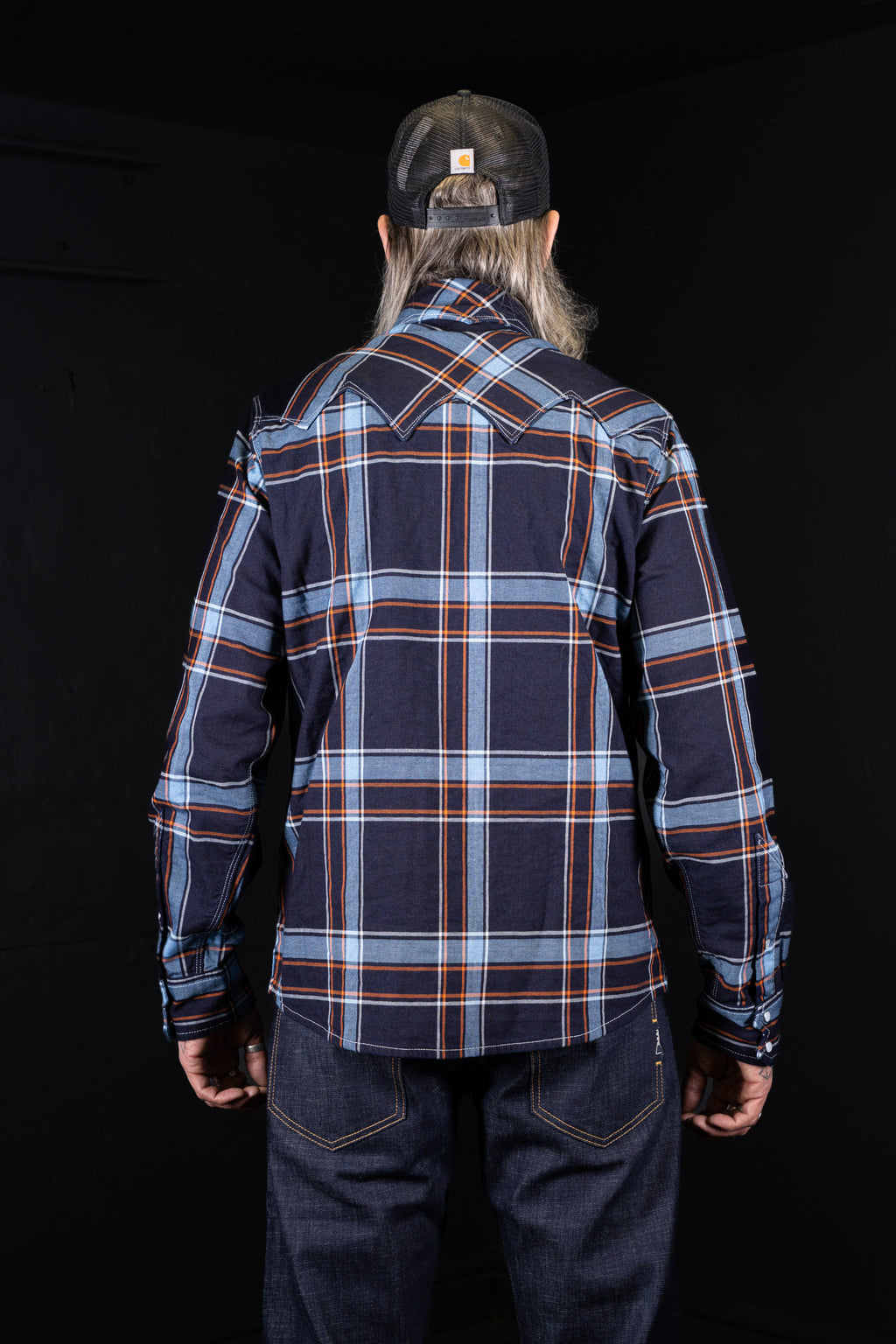 DDL 319R-DIABLO SWT-CBI REGULAR FIT 2 POCKET WESTERN INDIGO CHECK SHIRT-5.5OZ-E1 INDIGO CHECK