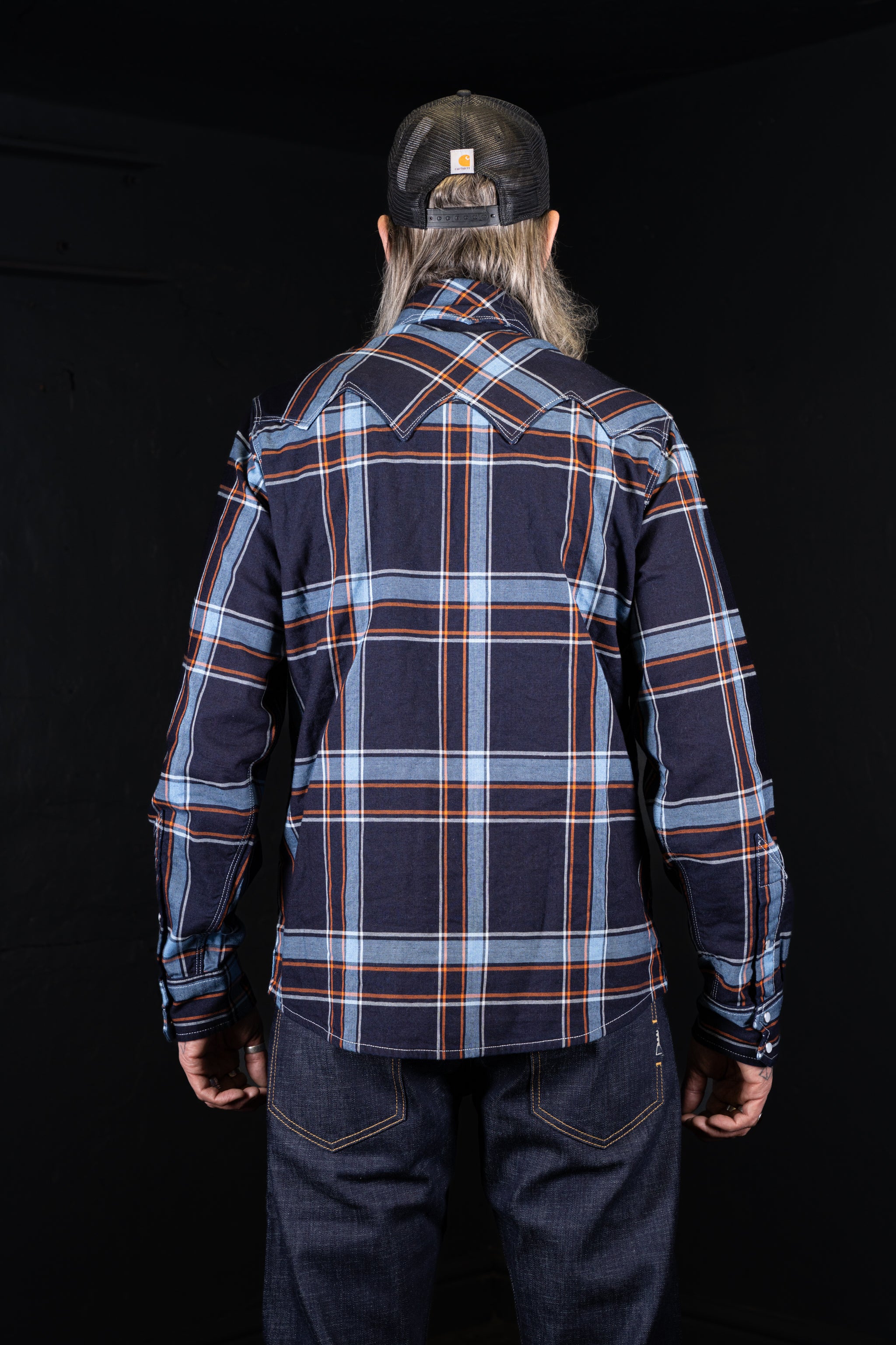 DDL 319R-DIABLO SWT-CBI REGULAR FIT 2 POCKET WESTERN INDIGO CHECK SHIRT-5.5OZ-E1 INDIGO CHECK