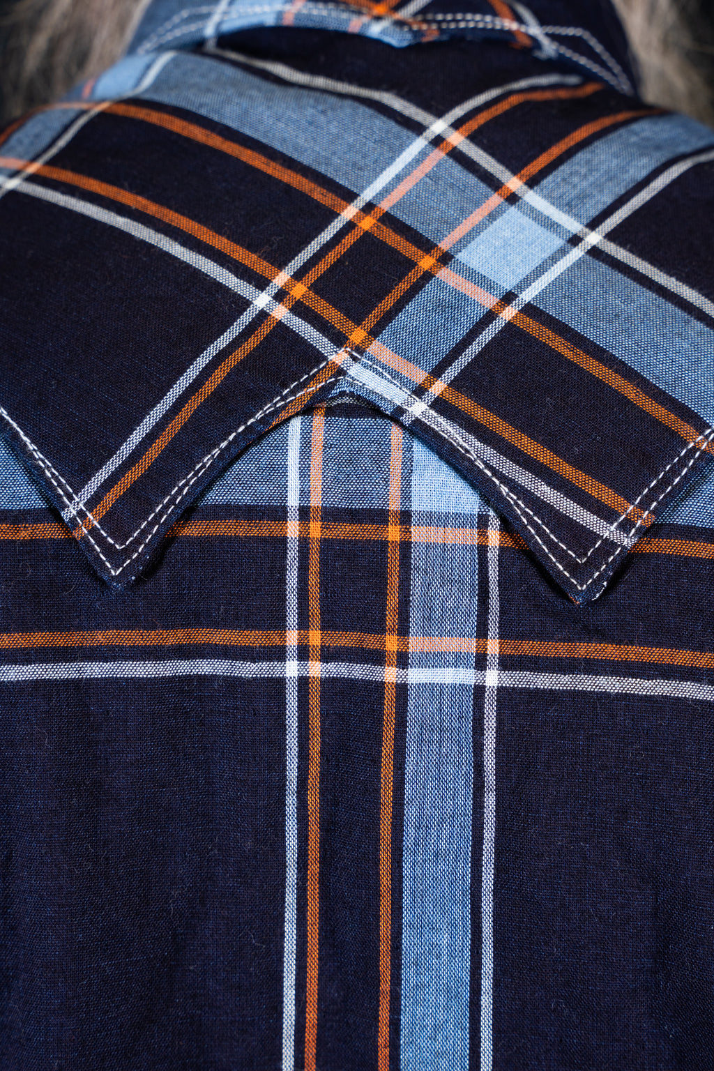 DDL 319R-DIABLO SWT-CBI REGULAR FIT 2 POCKET WESTERN INDIGO CHECK SHIRT-5.5OZ-E1 INDIGO CHECK