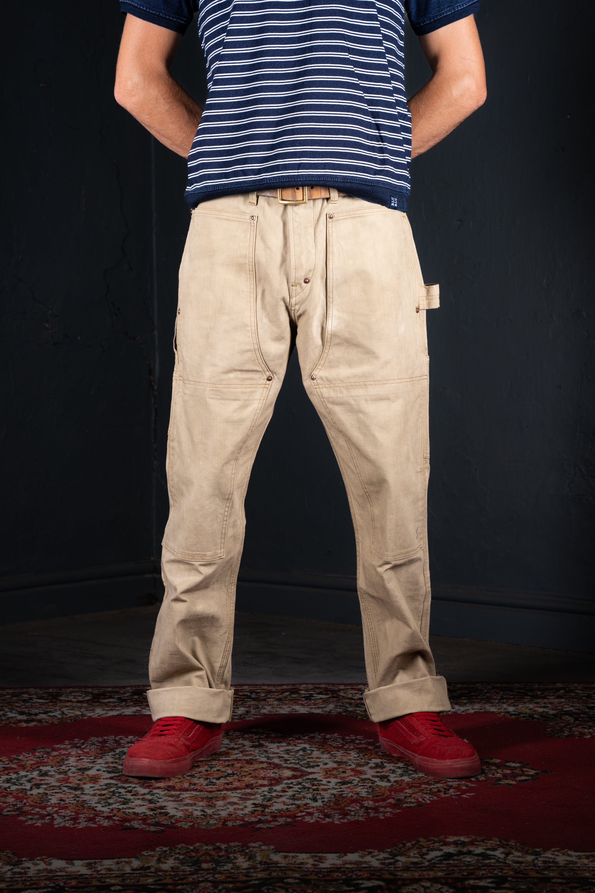 BZEN M.1279 JETHRO-CSW DOUBLE PANEL FRONT 6 POCKET DENIM PAINTER VEGGIE DYED CANVAS JEAN-12oz-E0 SEAWEED