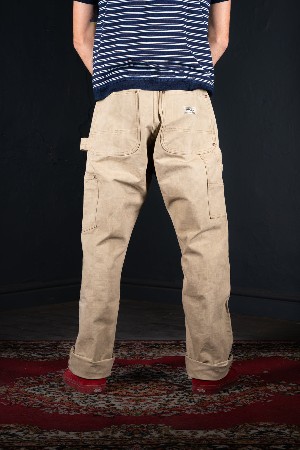 BZEN M.1279 JETHRO-CSW DOUBLE PANEL FRONT 6 POCKET DENIM PAINTER VEGGIE DYED CANVAS JEAN-12oz-E0 SEAWEED