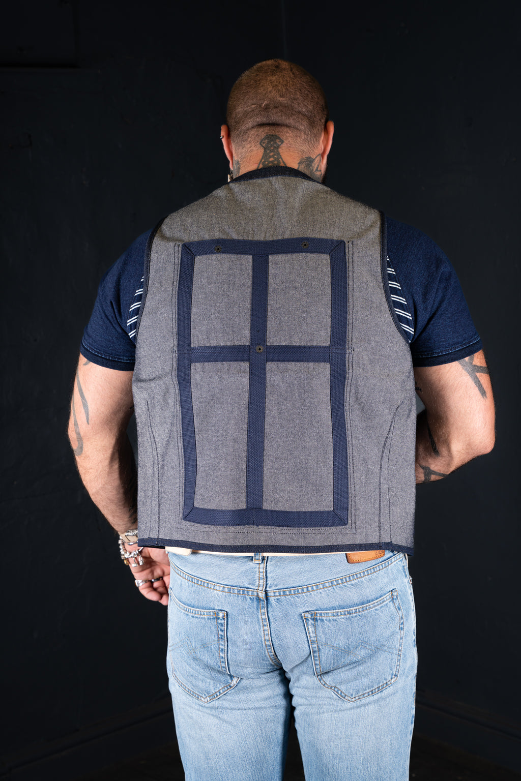 BZEN M.3069-MOBY RELAX FIT REVERSIBLE FLOATER VEST-NAVY