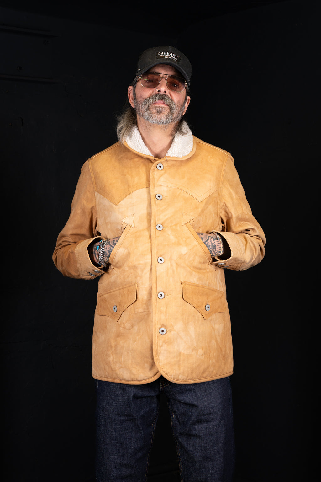 BZEN M.3011L MONTANA-CS REGULAR FIT AMERICAN OUTDOORS INSPIRED SHERPA LINED VEGGIE DYED CANVAS JACKET-12OZ-E0 SIENNA