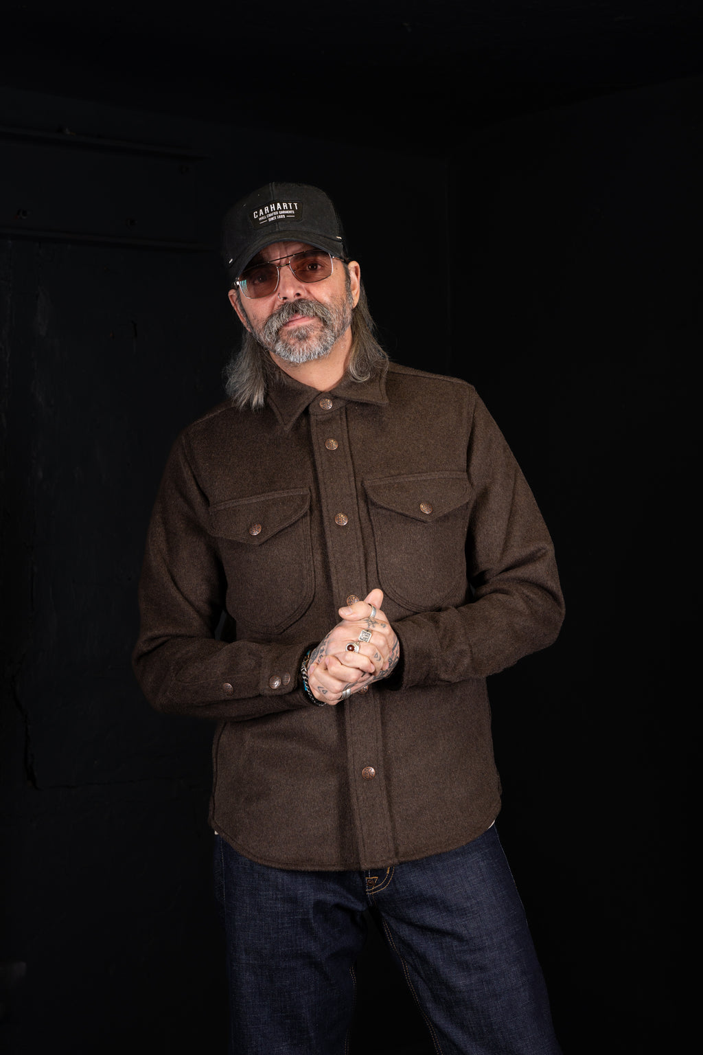 BZEN M.3239R-NORDIC REGULAR FIT TRIPLE NEEDLE WOOL BLEND MELTON SHIRT-800GSM-E0 BROWN