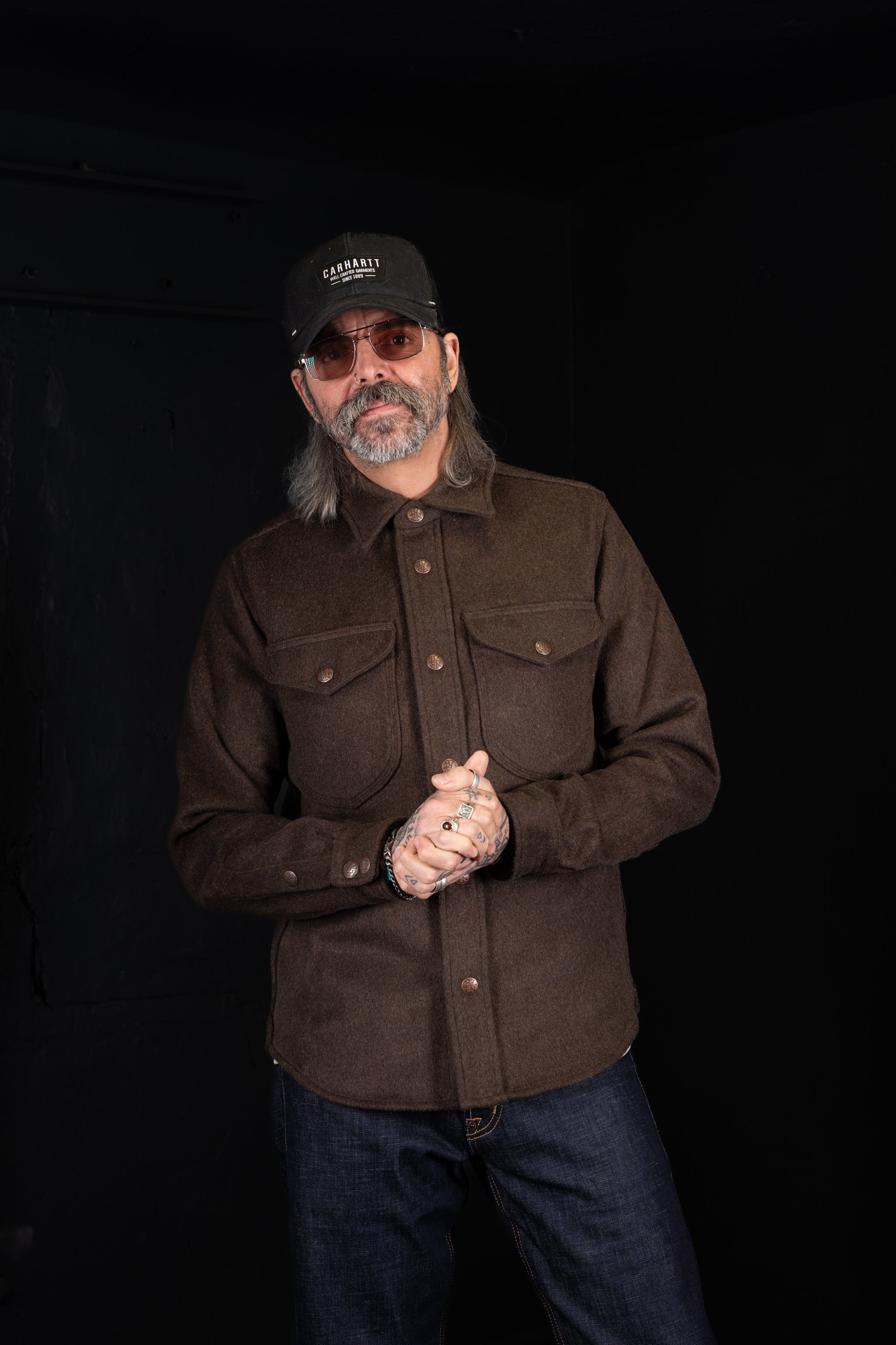 BZEN M.3239R-NORDIC REGULAR FIT TRIPLE NEEDLE WOOL BLEND MELTON SHIRT-800GSM-E0 BROWN