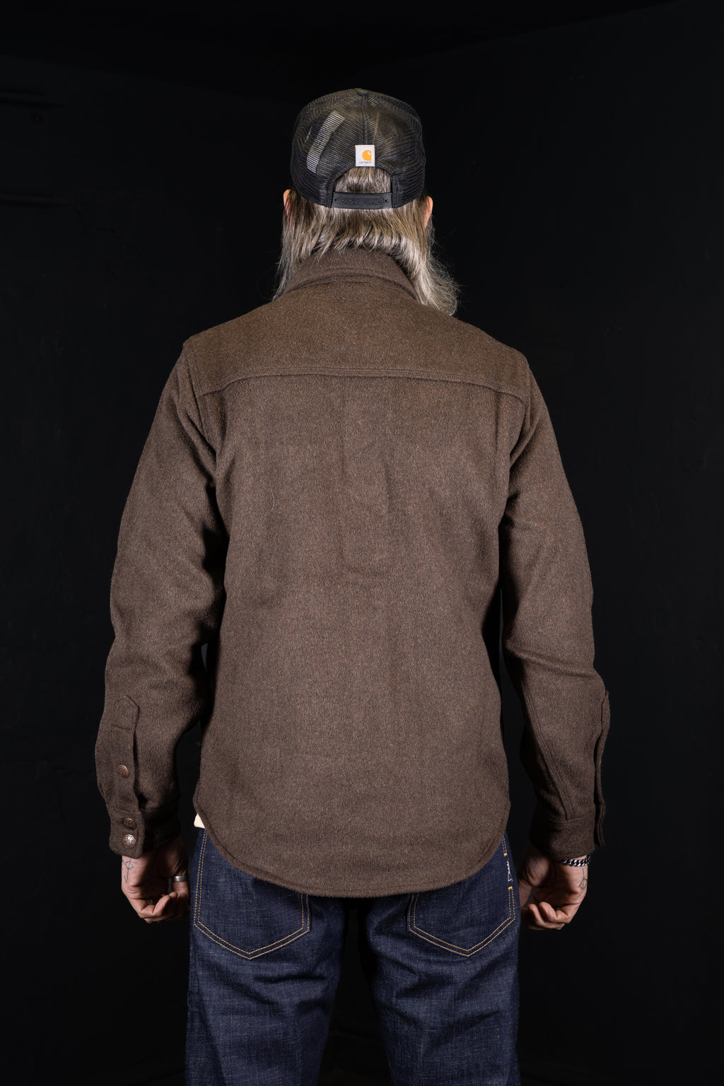 BZEN M.3239R-NORDIC REGULAR FIT TRIPLE NEEDLE WOOL BLEND MELTON SHIRT-800GSM-E0 BROWN