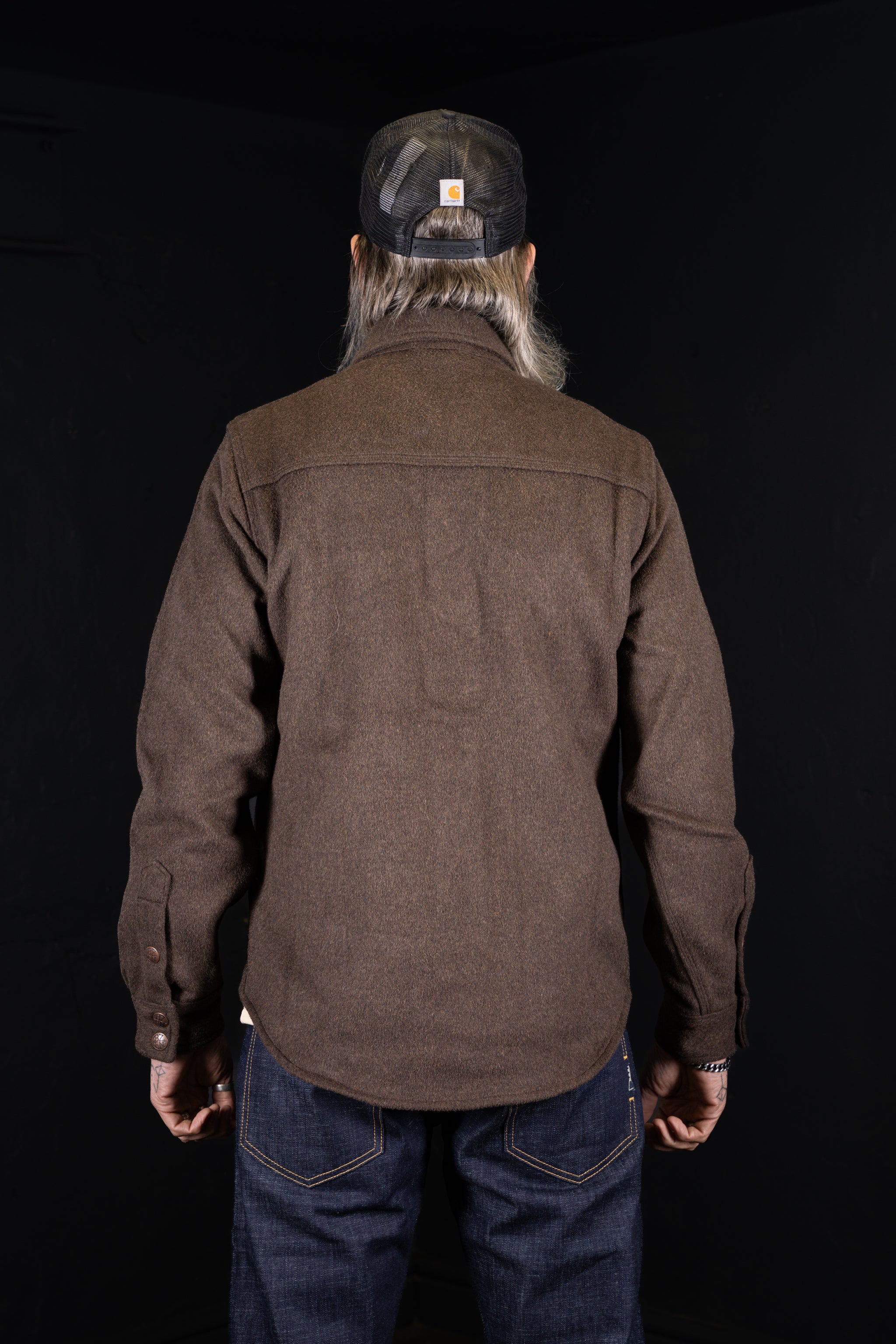 BZEN M.3239R-NORDIC REGULAR FIT TRIPLE NEEDLE WOOL BLEND MELTON SHIRT-800GSM-E0 BROWN