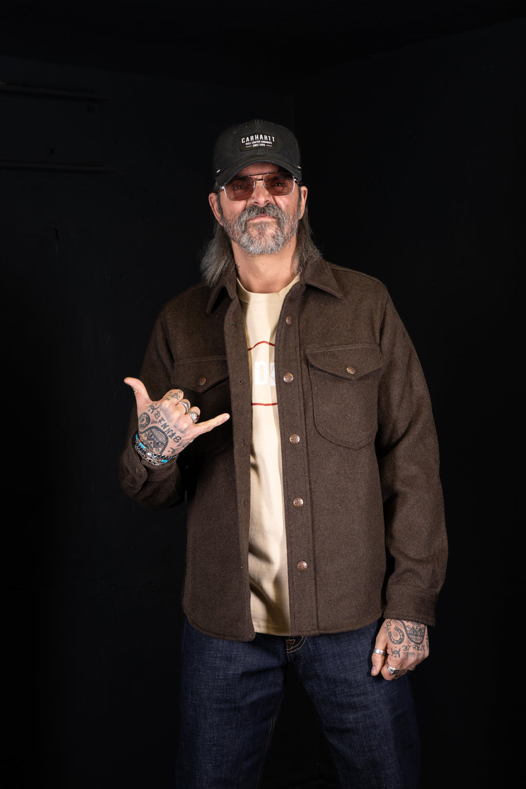 BZEN M.3239R-NORDIC REGULAR FIT TRIPLE NEEDLE WOOL BLEND MELTON SHIRT-800GSM-E0 BROWN