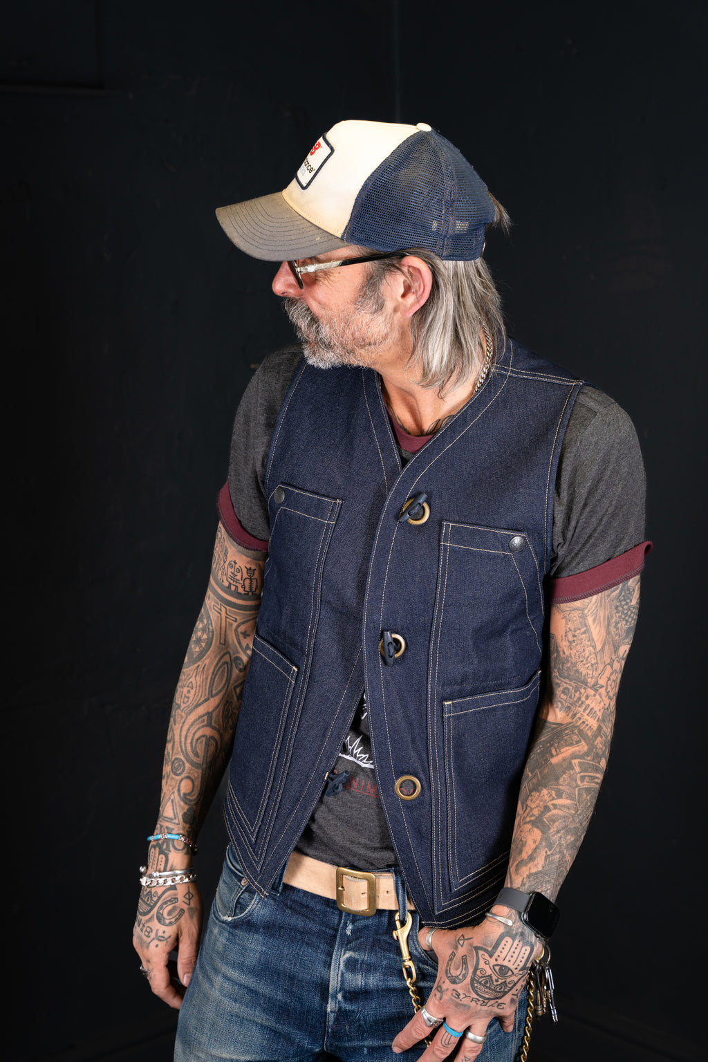 BZEN M.3069-MOBY RELAX FIT REVERSIBLE FLOATER VEST-NAVY