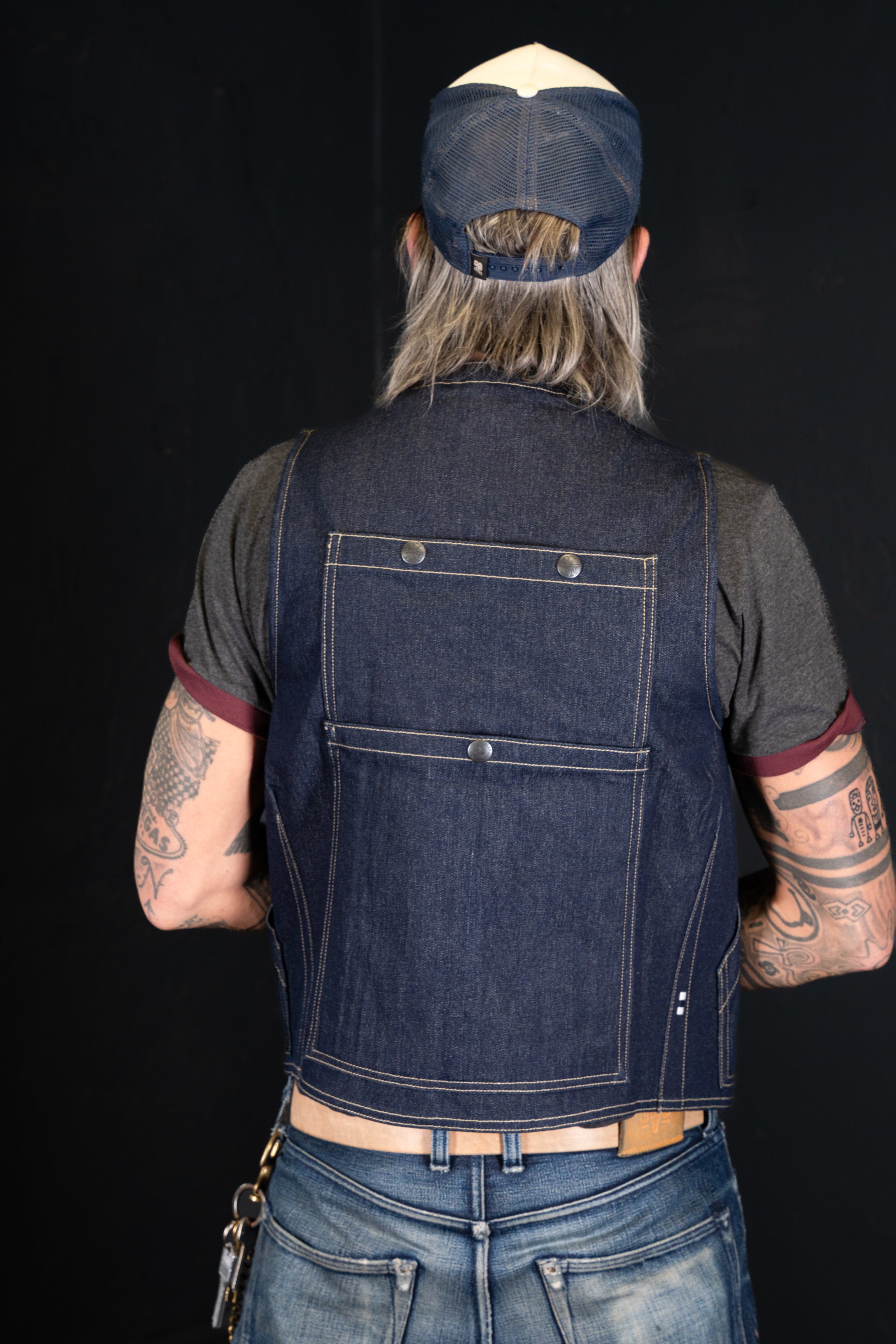 BZEN M.3069-MOBY RELAX FIT REVERSIBLE FLOATER VEST-NAVY