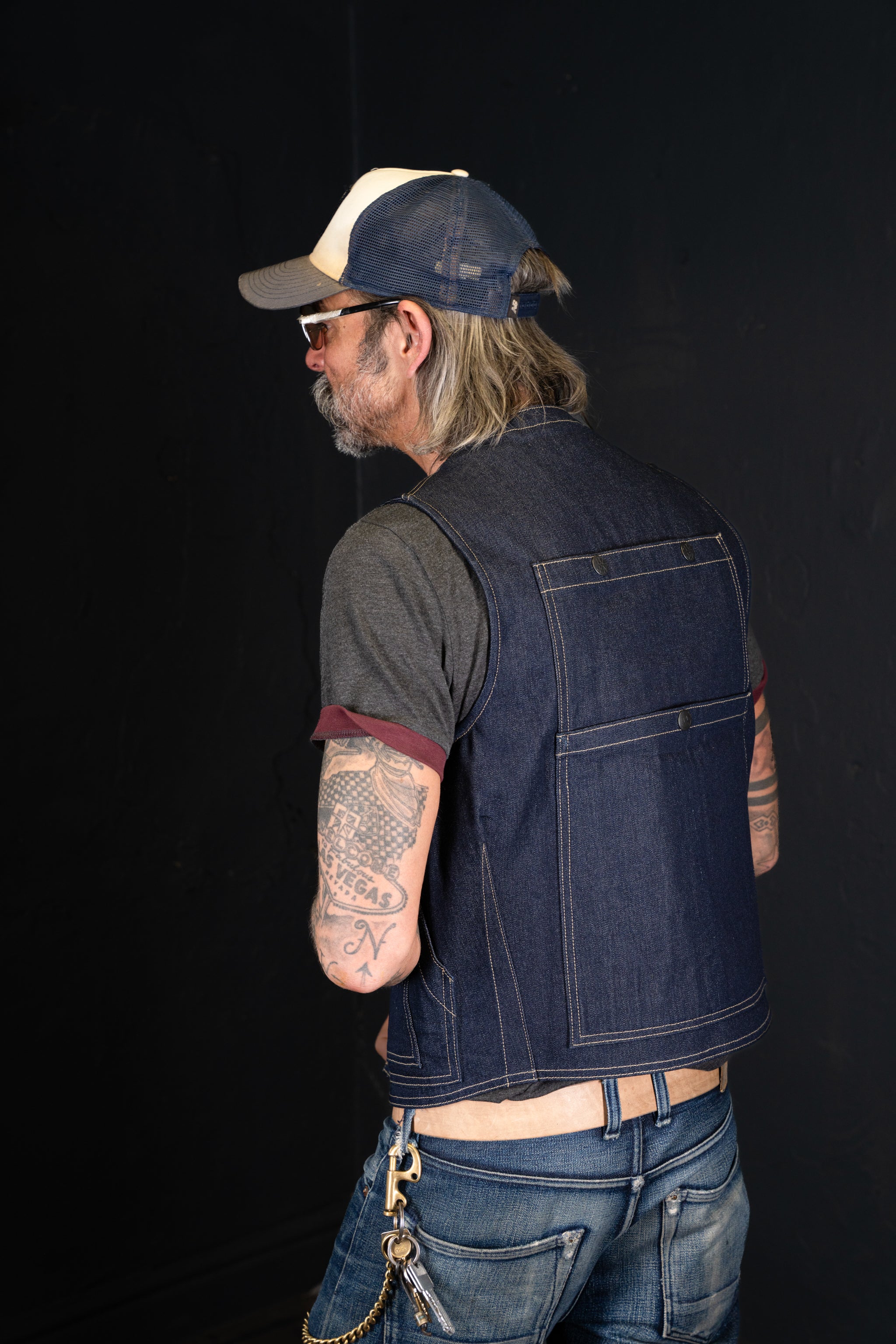 BZEN M.3069-MOBY RELAX FIT REVERSIBLE FLOATER VEST-NAVY