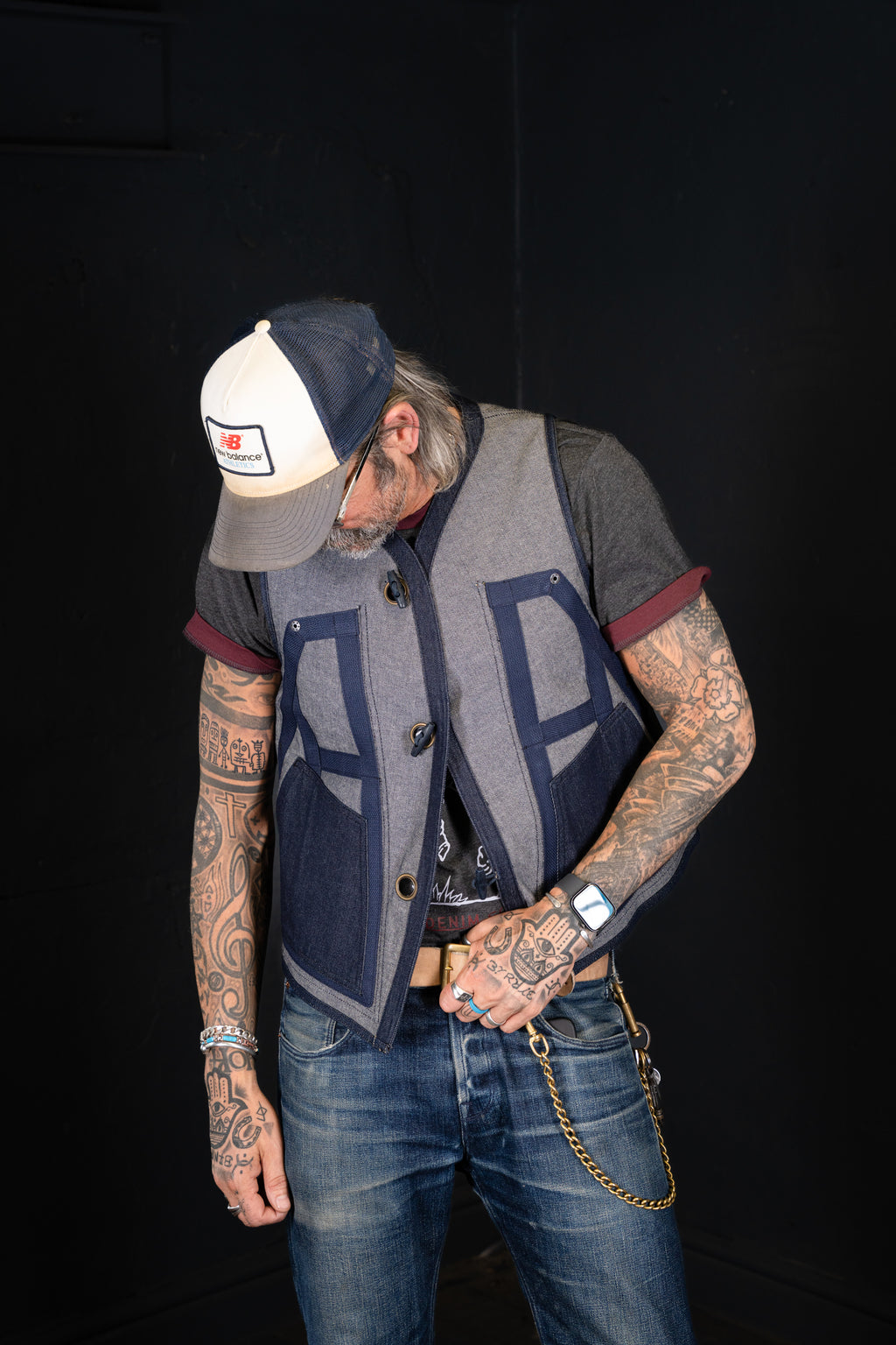BZEN M.3069-MOBY RELAX FIT REVERSIBLE FLOATER VEST-NAVY